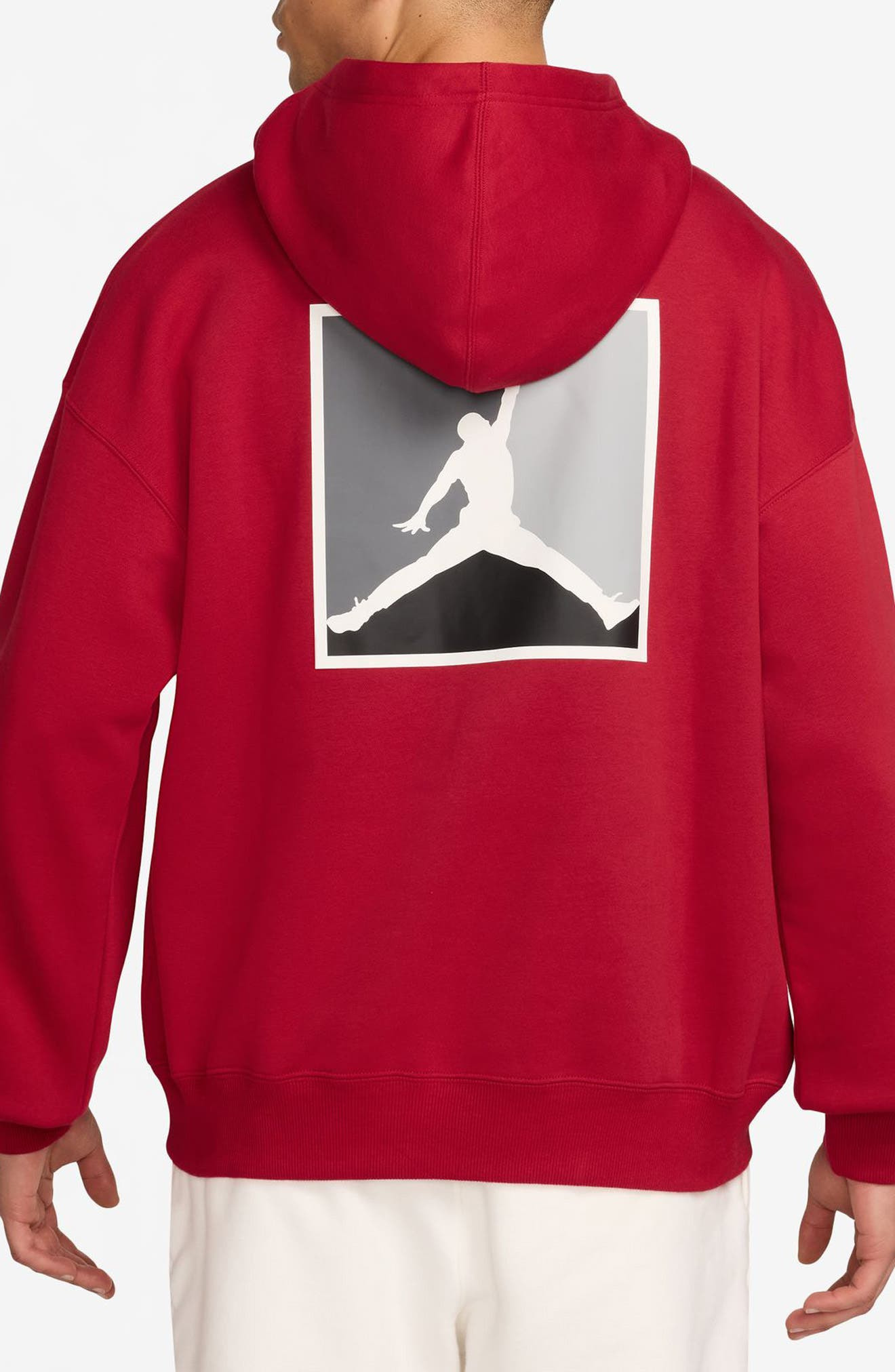 Jordan Graphic Print Brooklyn Fleece Hoodie in Gym Red/White at Nordstrom - 2