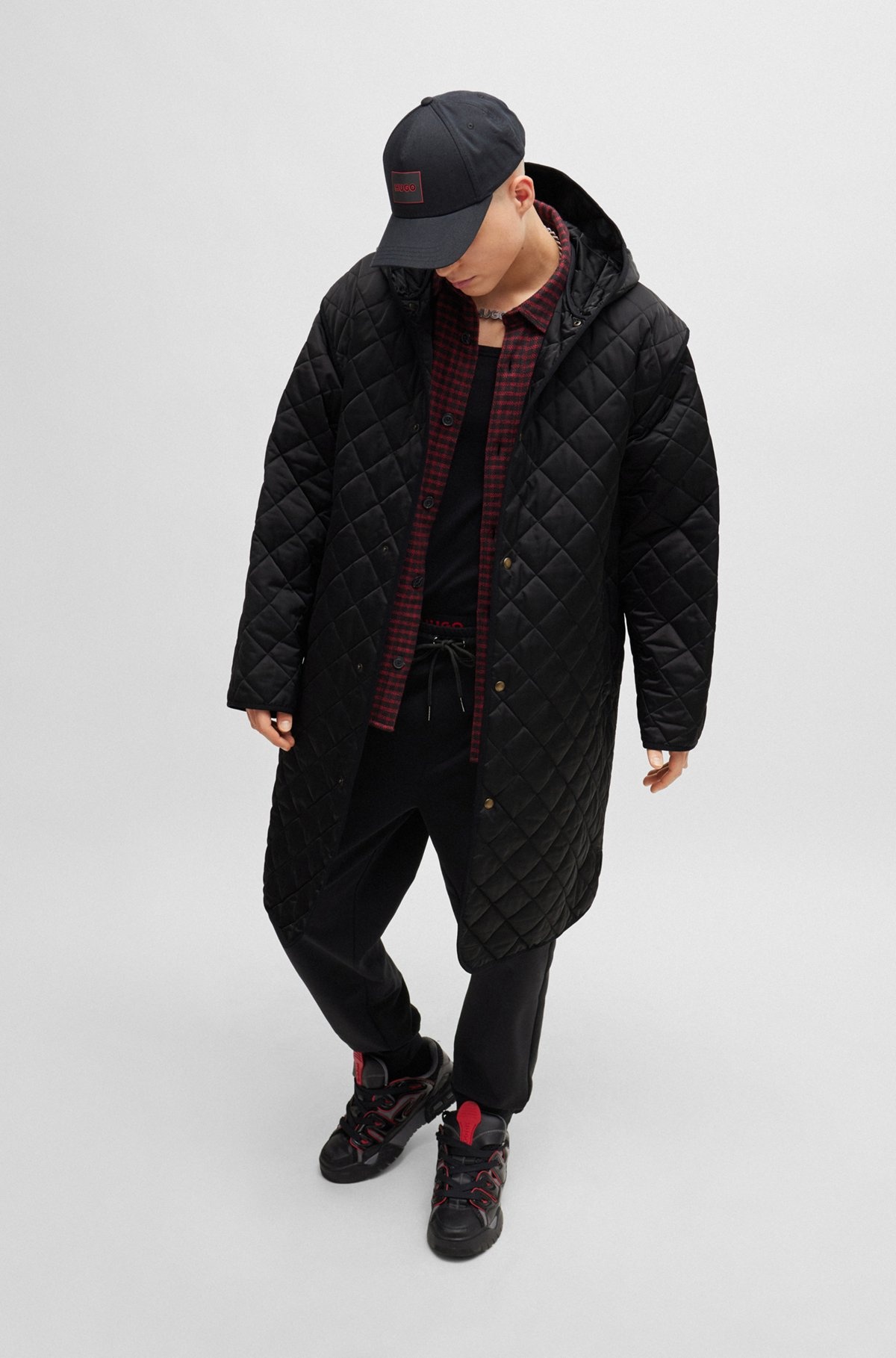 WATER-REPELLENT QUILTED COAT WITH DETACHABLE SLEEVES - 7