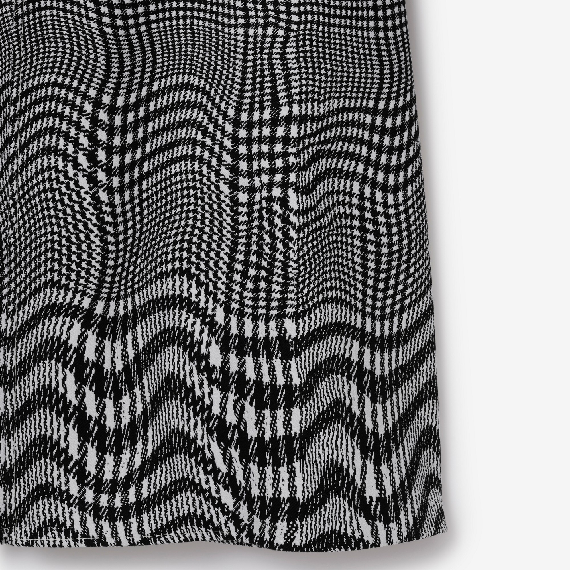 Long Warped Houndstooth Silk Blend Car Coat - 6