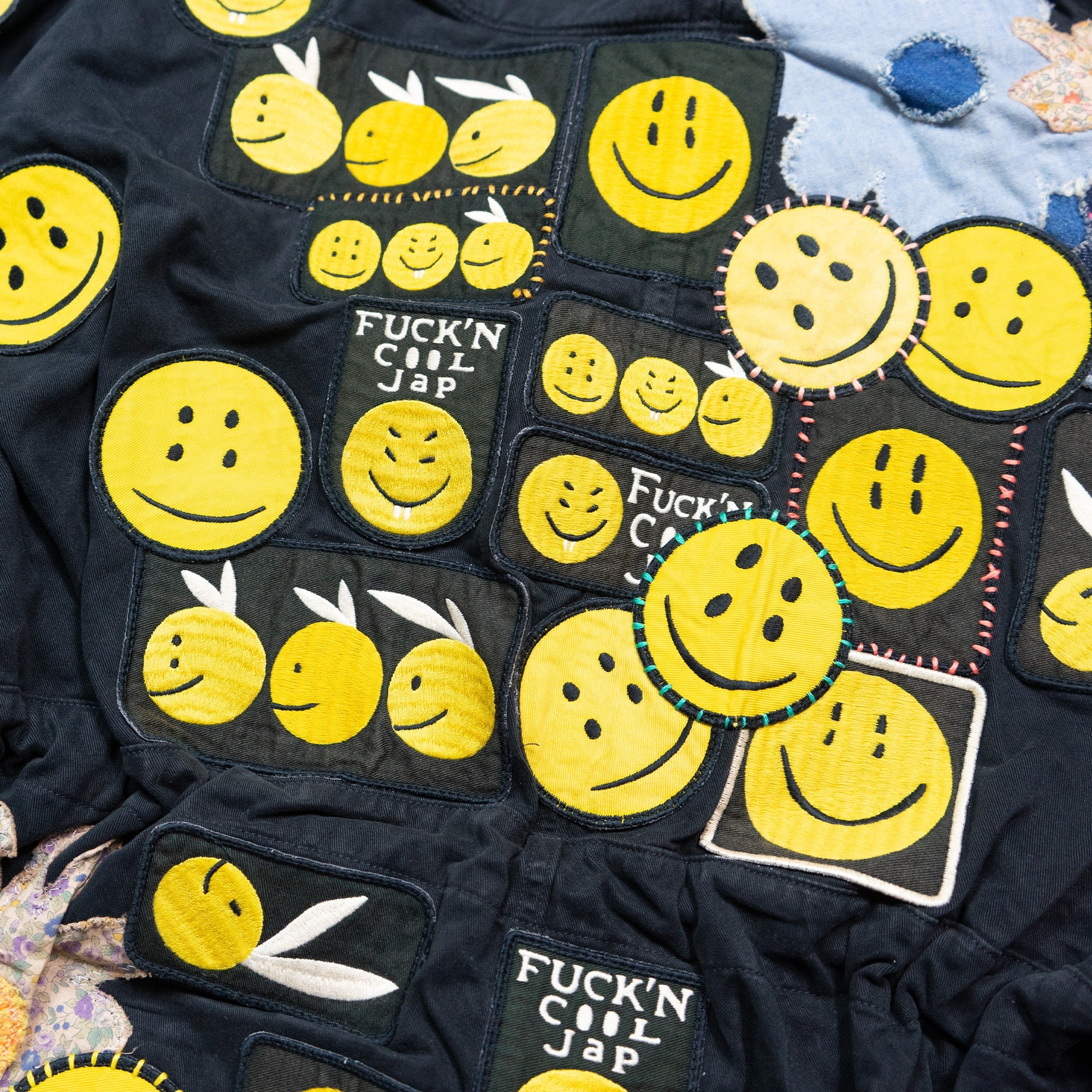 Kapital KATSURAGI COTTON RING COAT (SMILIE PATCHES) | REVERSIBLE
