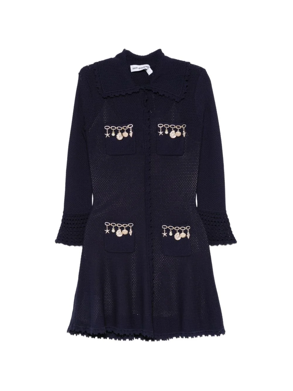 charm-embellishment mini dress - 1