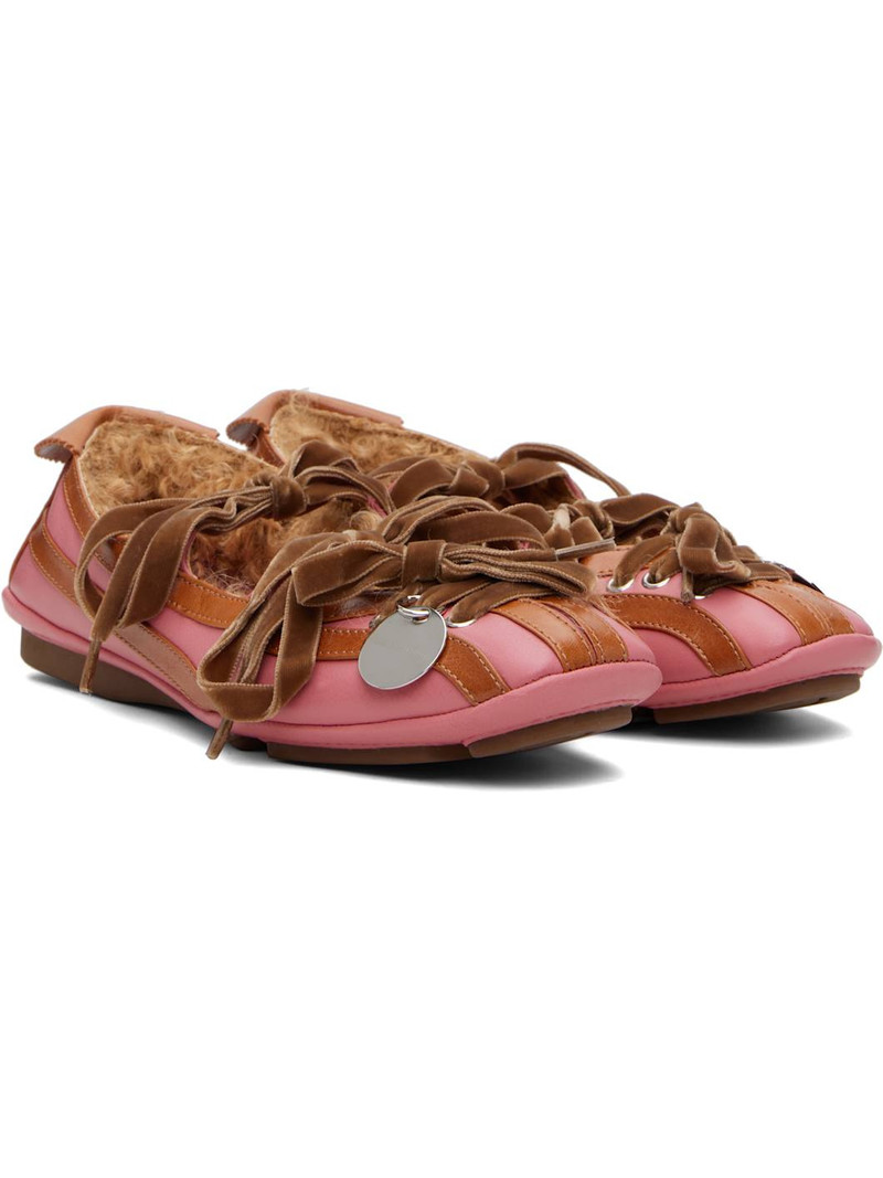 SSENSE Exclusive Pink & Brown Lella Hybrid Ballerina Flats 4