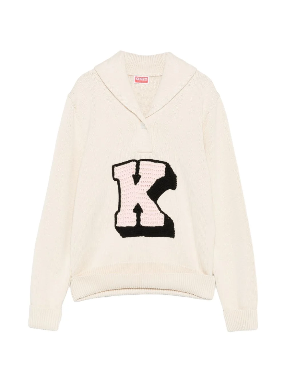 initial shawl-collared polo shirt - 1