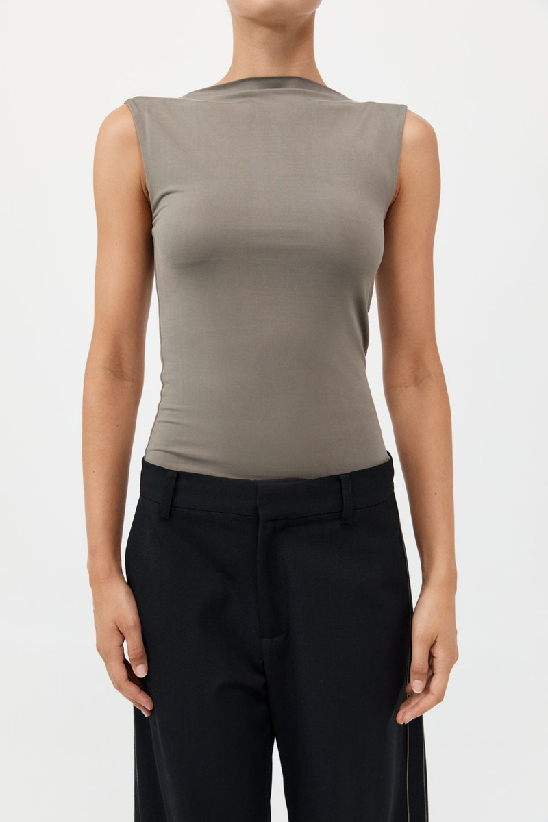 Cupro Jersey Top - Smokey Olive 4