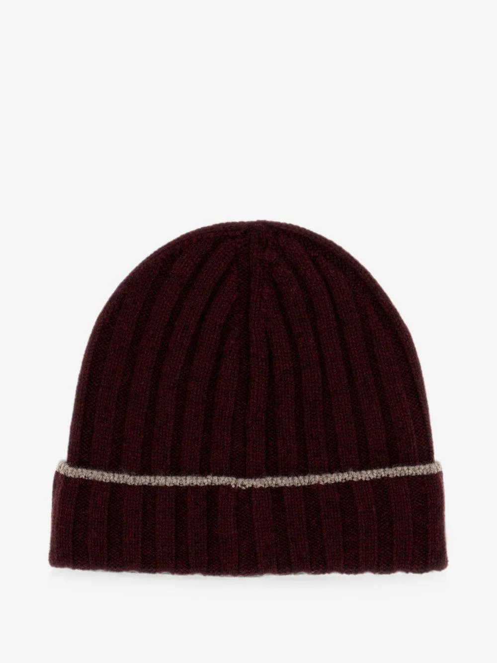 ribbed-knit contrast-stripe beanie hat - 1