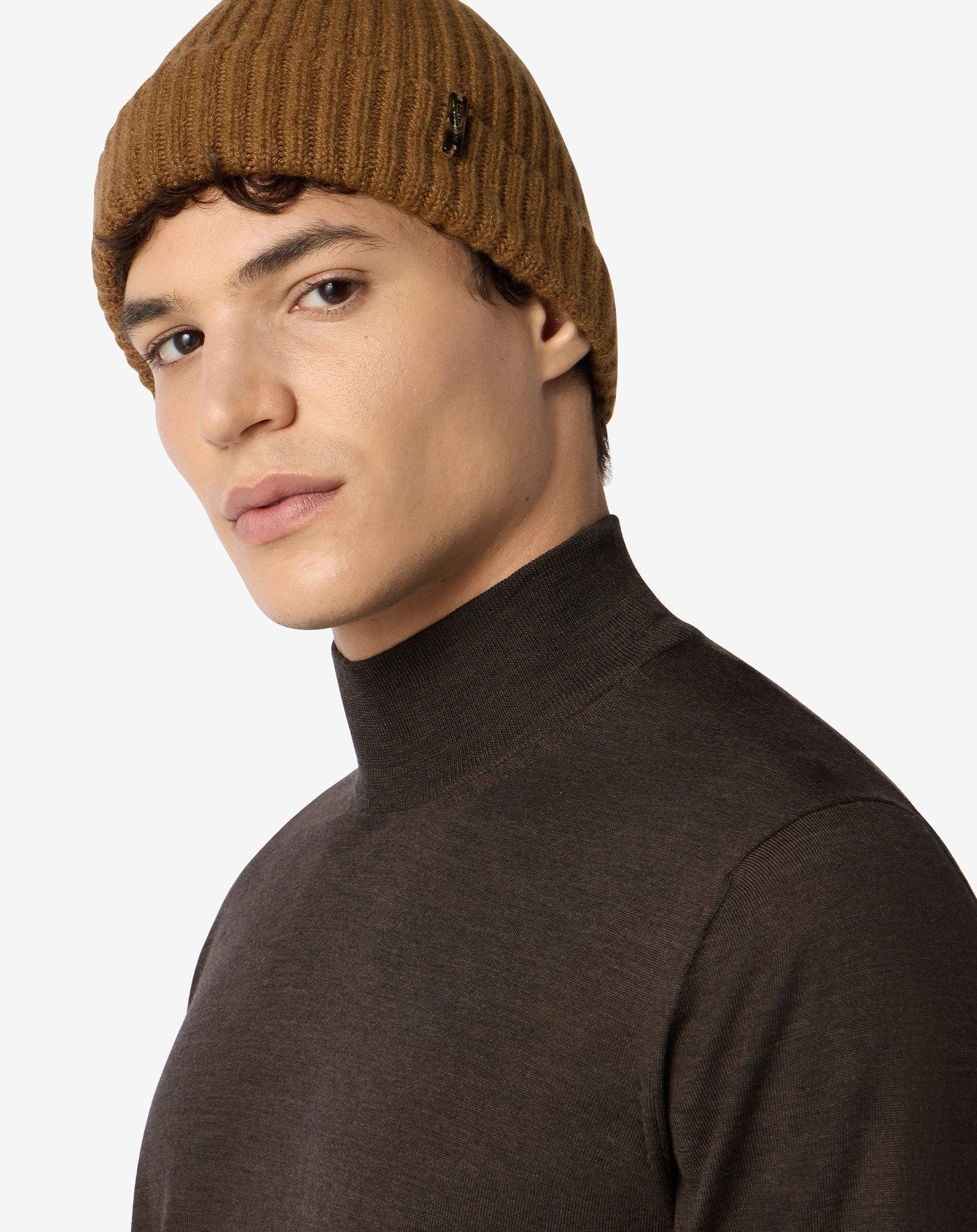 Brown ultra fine 120's wool turtleneck - 4