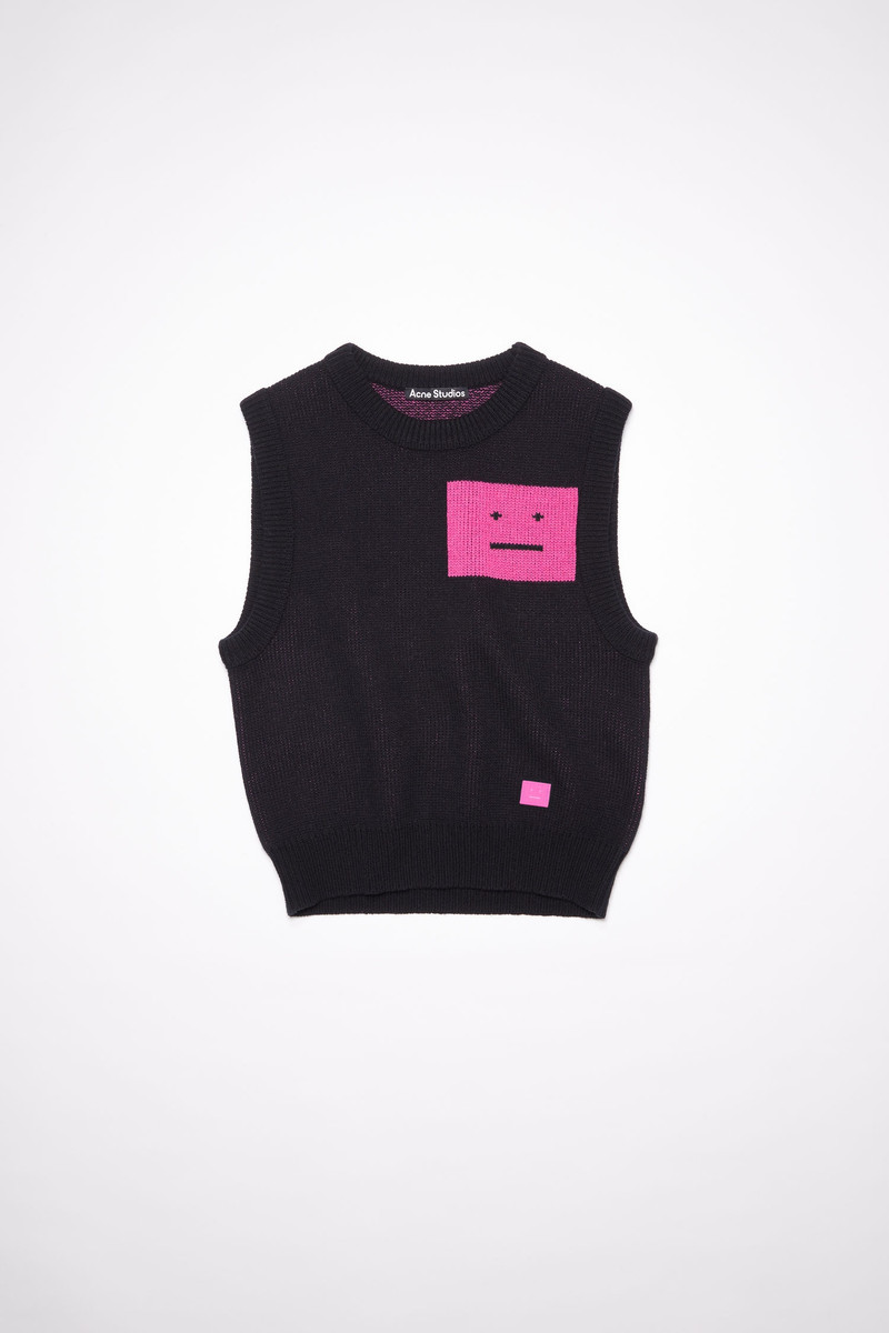 Wool sweater vest - Black/fluo pink 4