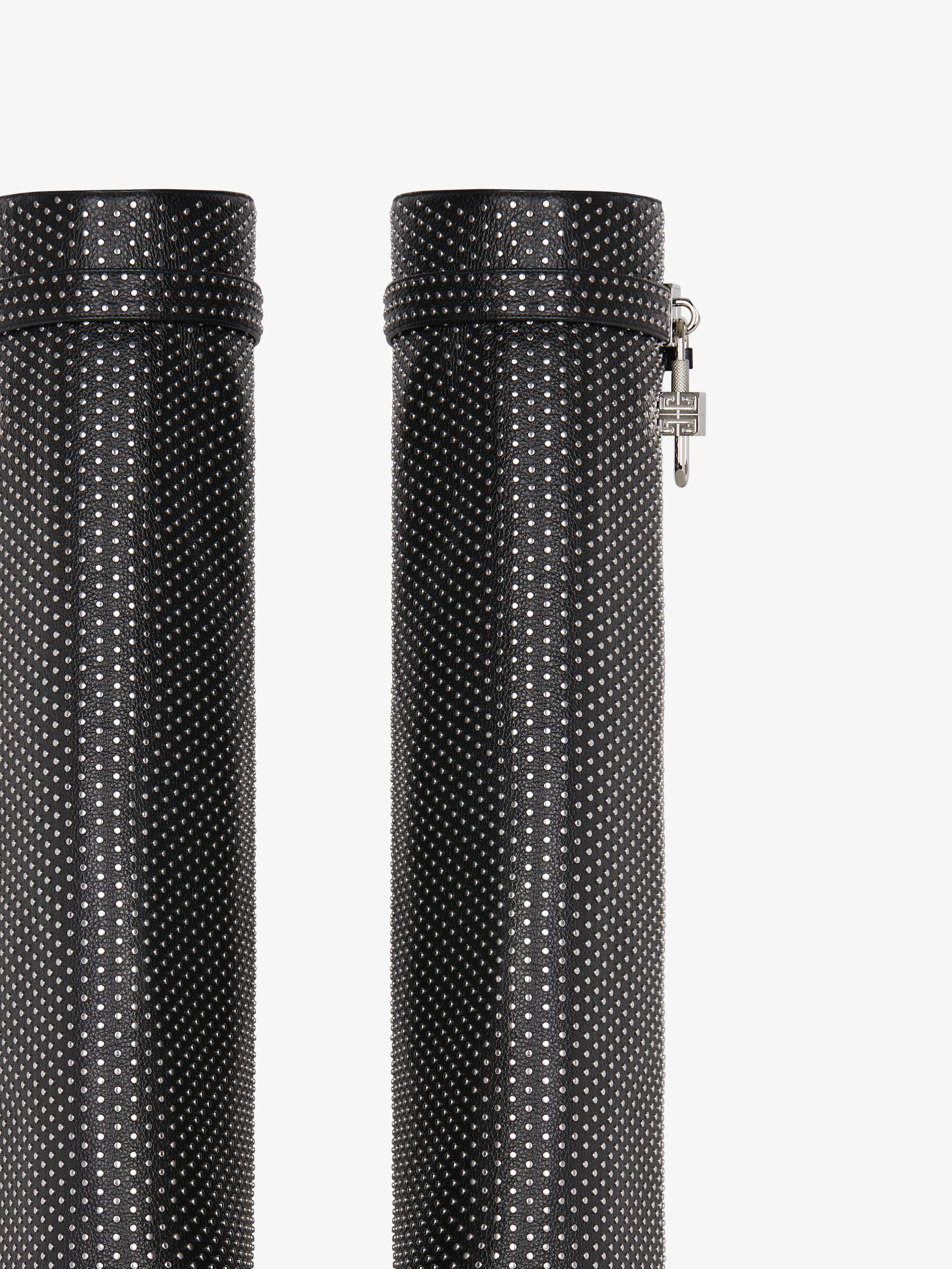 SHARK LOCK BIKER BOOTS IN GRAINED LEATHER WITH STUDS - 6