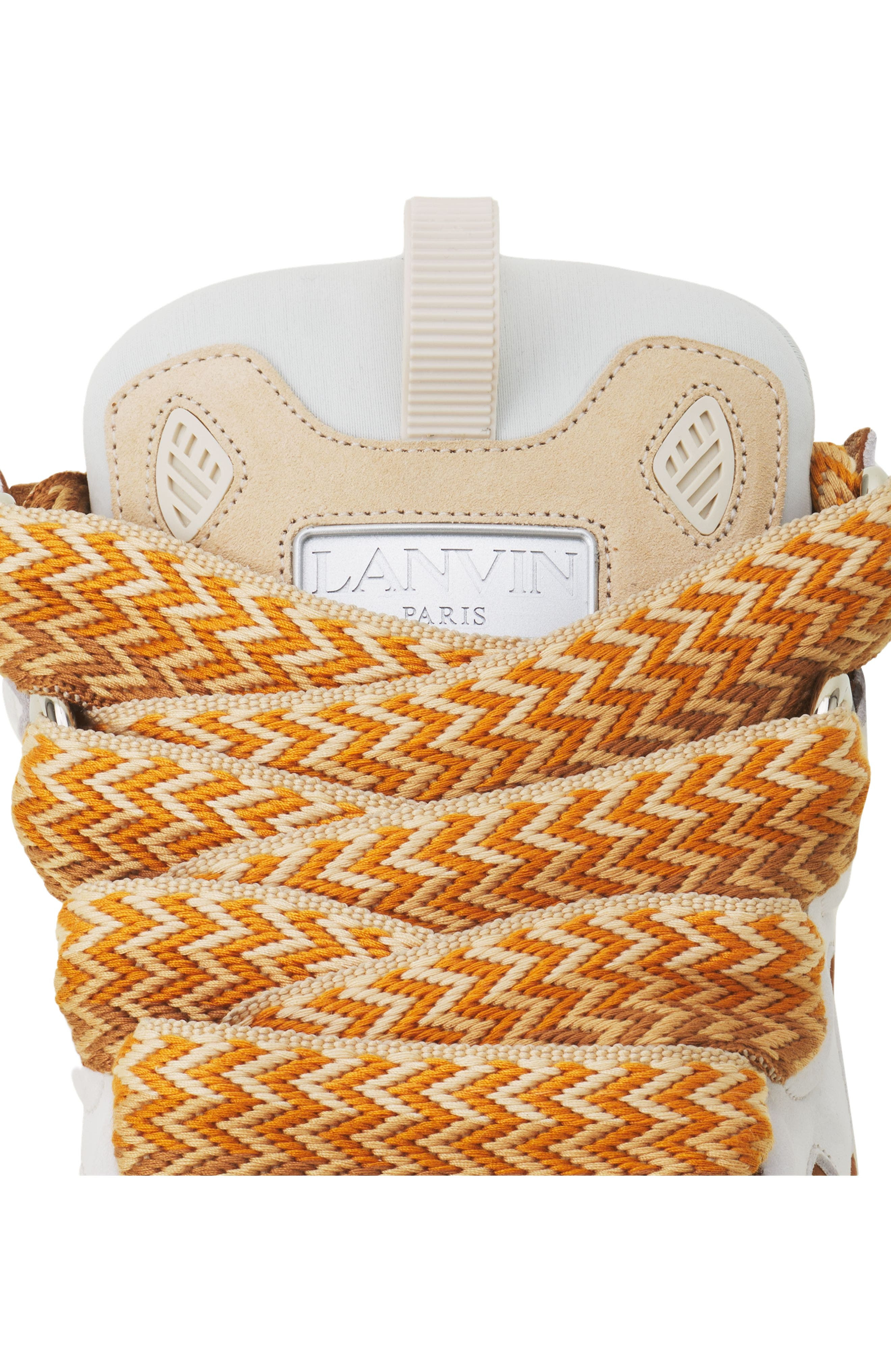 Lanvin Curb Leather Sneakers in Optic White/honey at Nordstrom - 5
