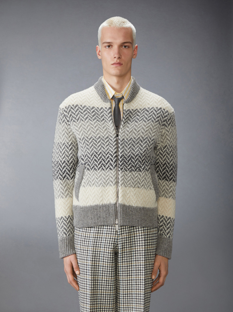 Thom Browne DONEGAL AND CUSHENDALE HERRINGBONE JACQUARD BOMBER JACKET outlook