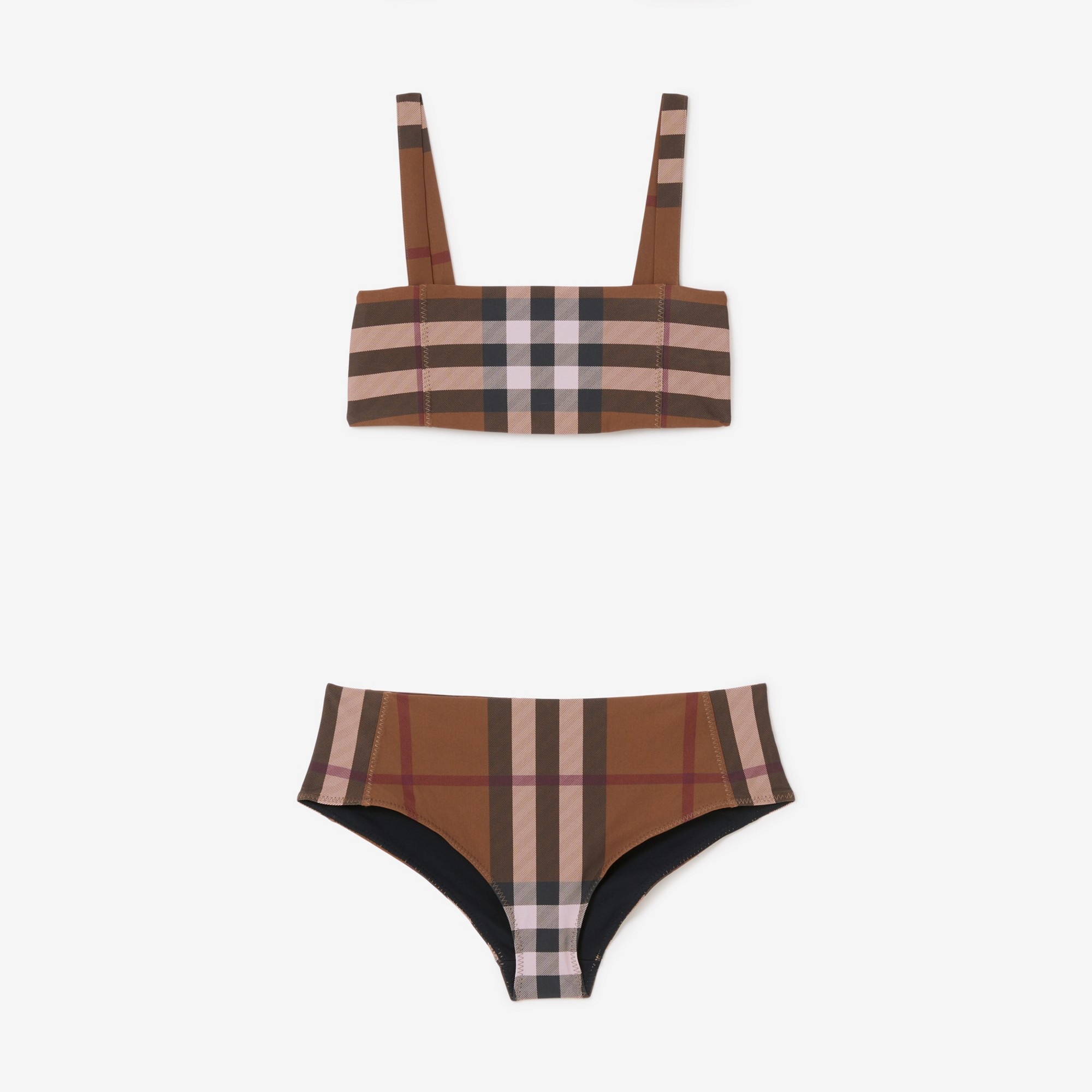 Check Stretch Nylon Square Neck Bikini - 1