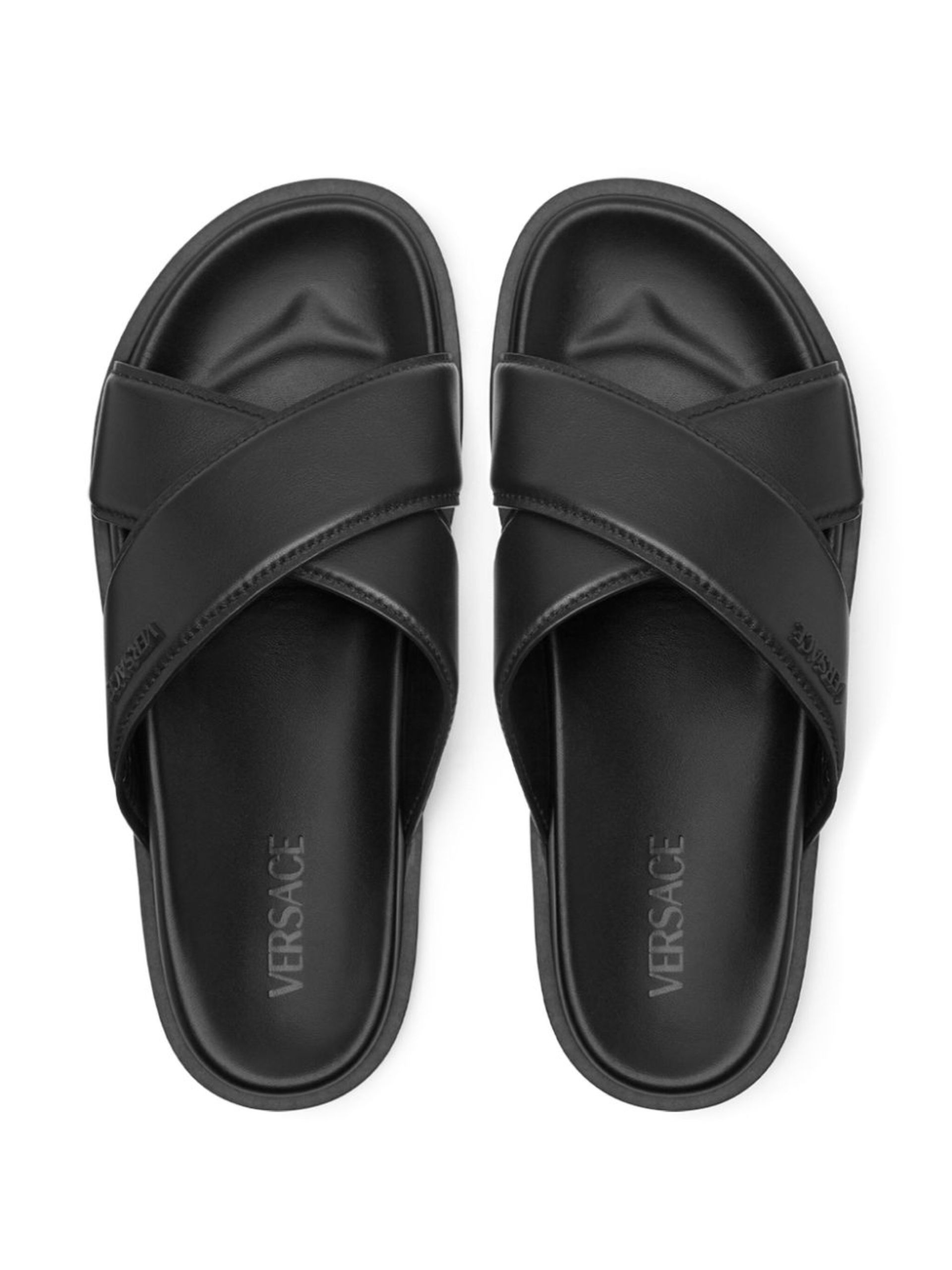 Black Crossover Leather Slides - 3