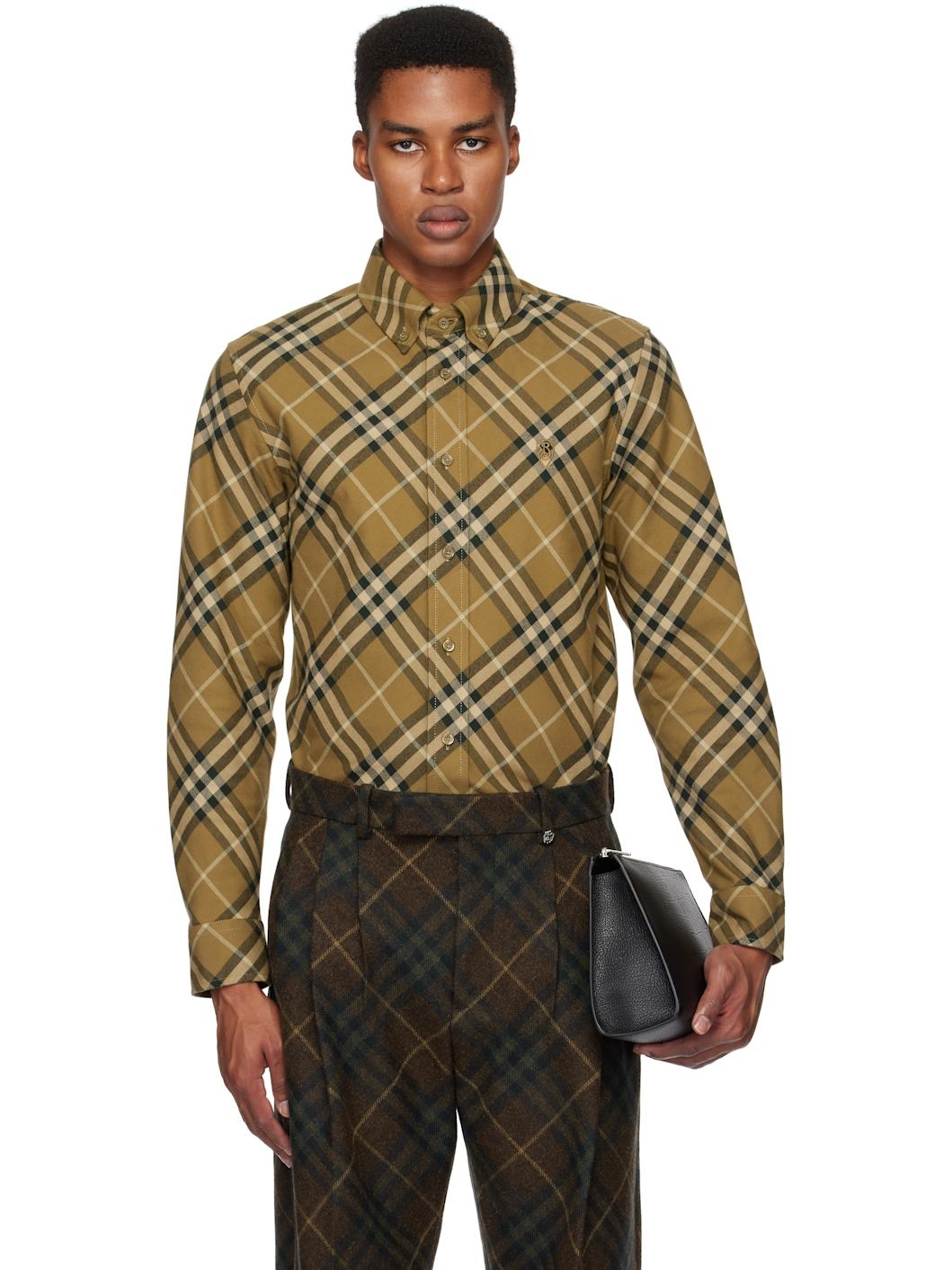 Khaki Check Cotton Shirt - 1