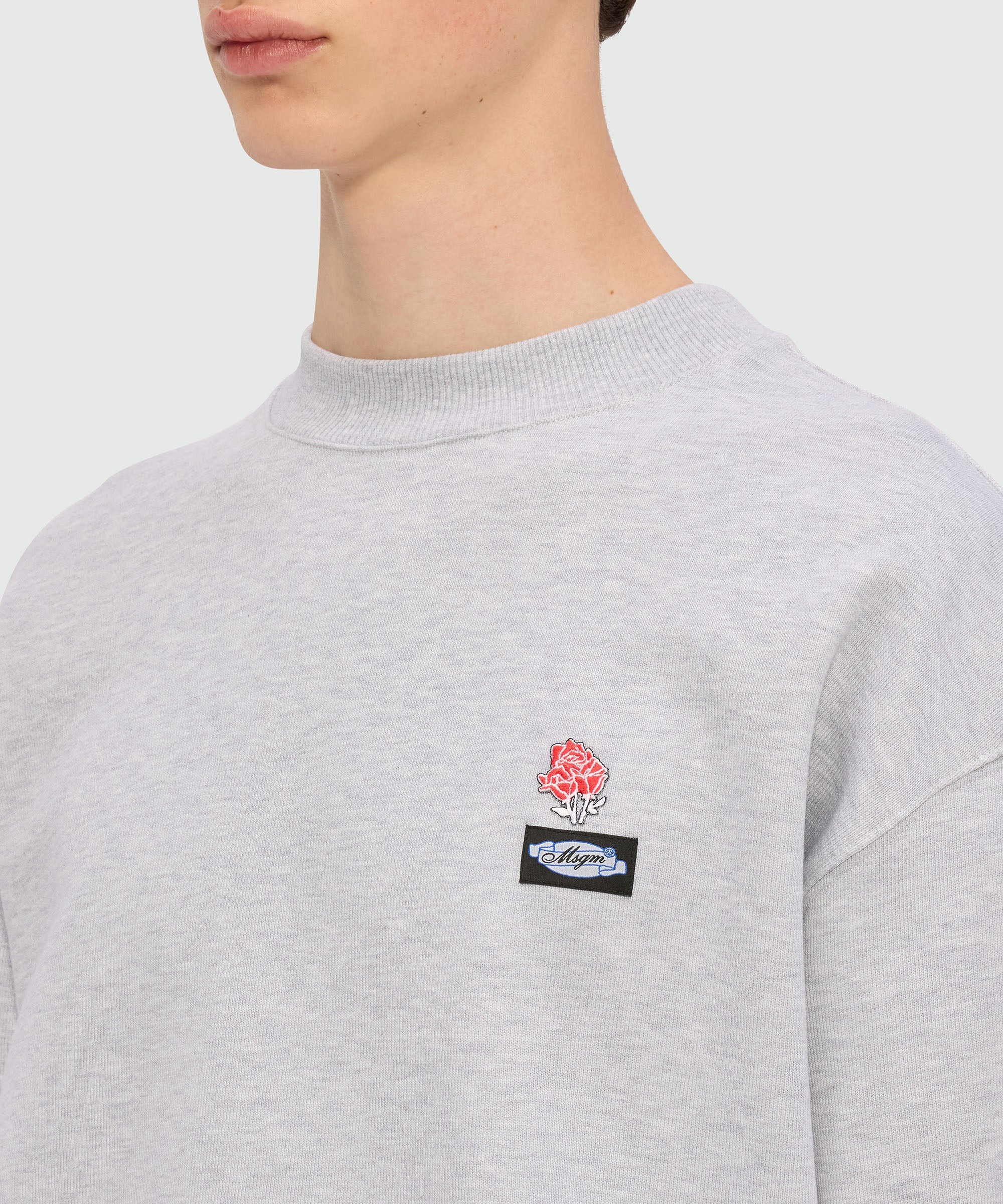 Grey melange jersey sweatshirt with MSGM patch - 5