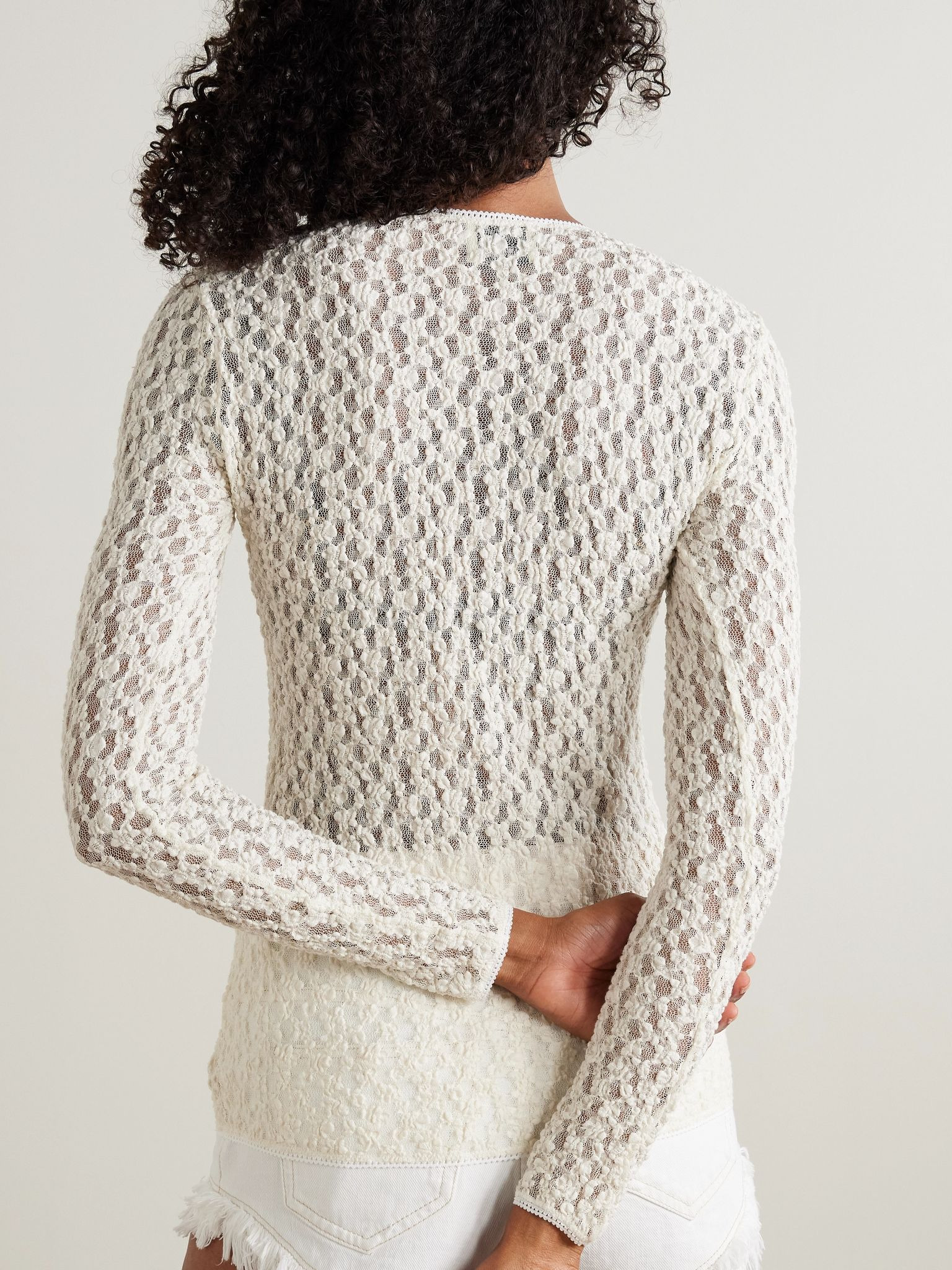 Gaelle popcorn lace top Ecru - 4