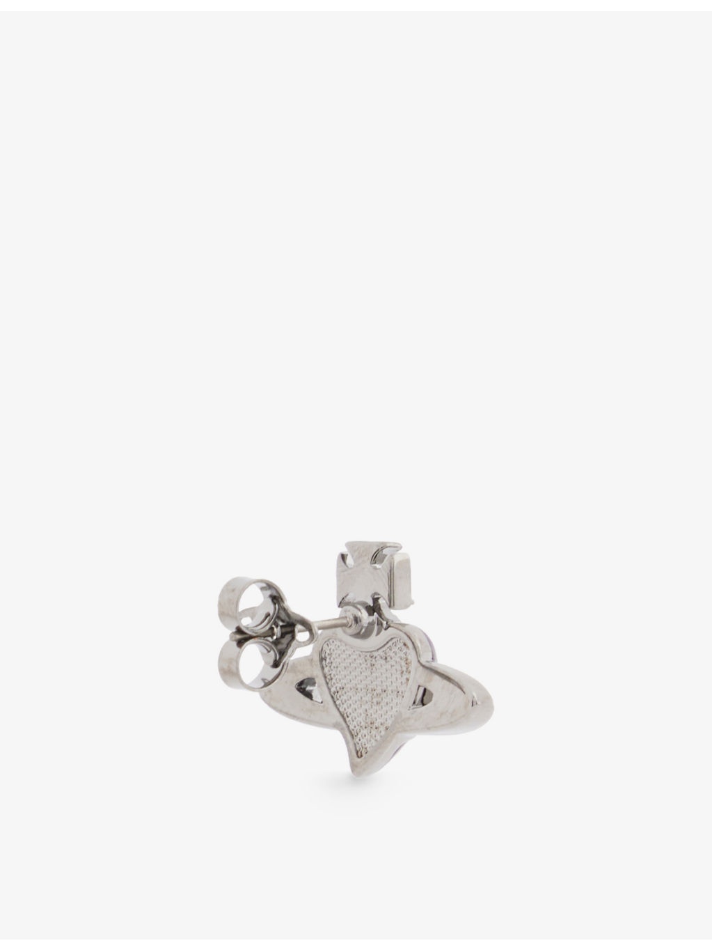 Heart crystal-embellished brass stud earring - 3