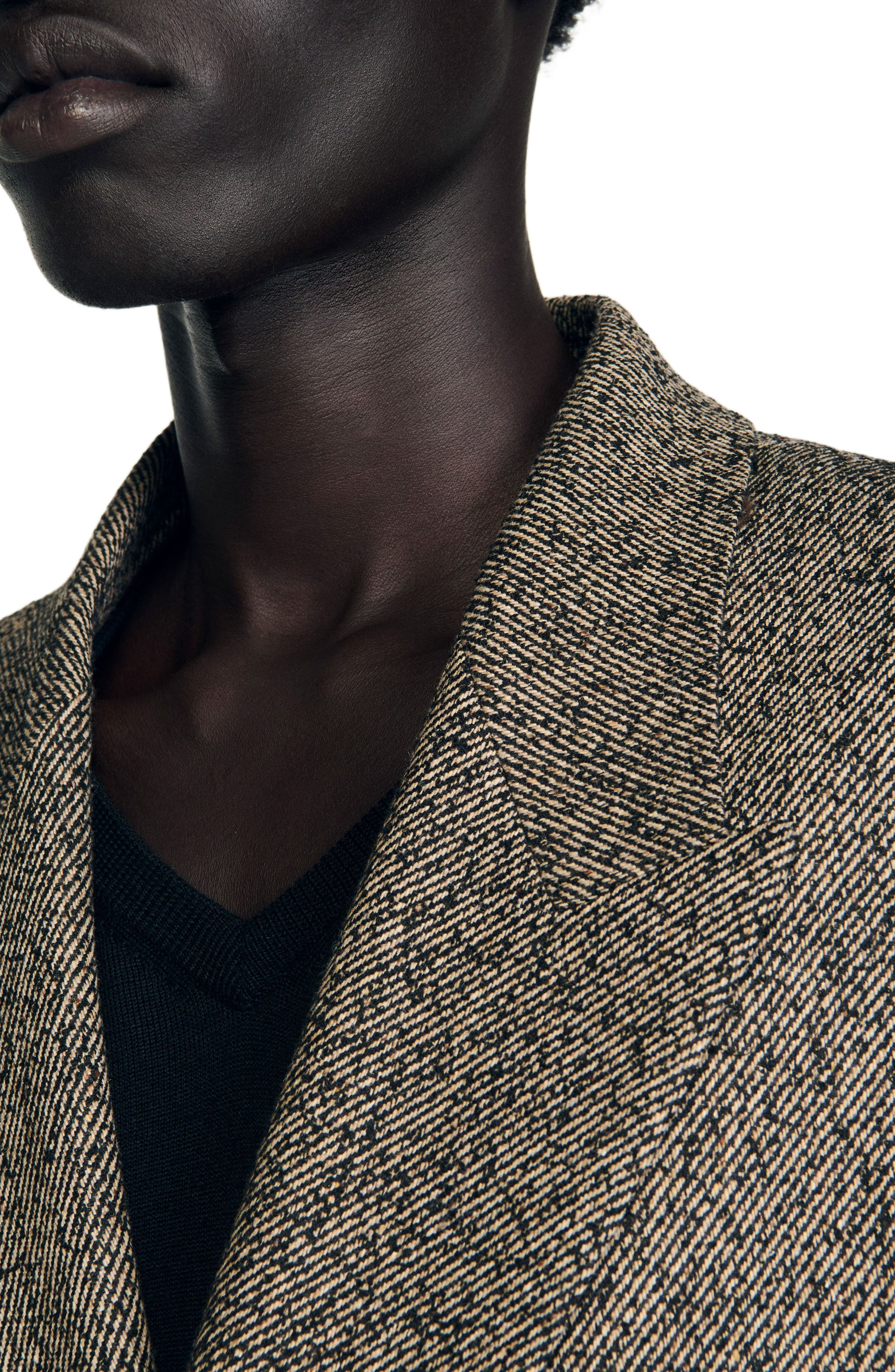 SANDRO Double-breasted suit jacket in String Chine at Nordstrom - 5