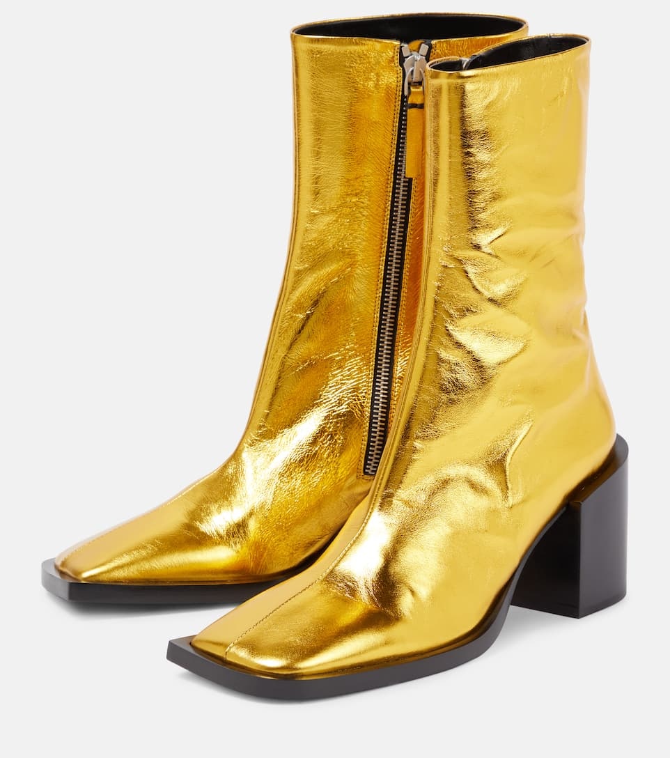 Metallic leather ankle boots - 5