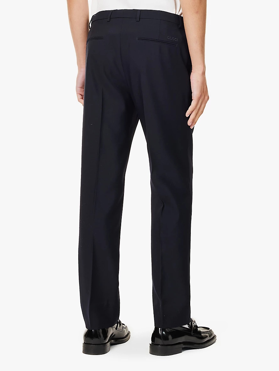 Regular-fit straight-leg wool trousers - 4