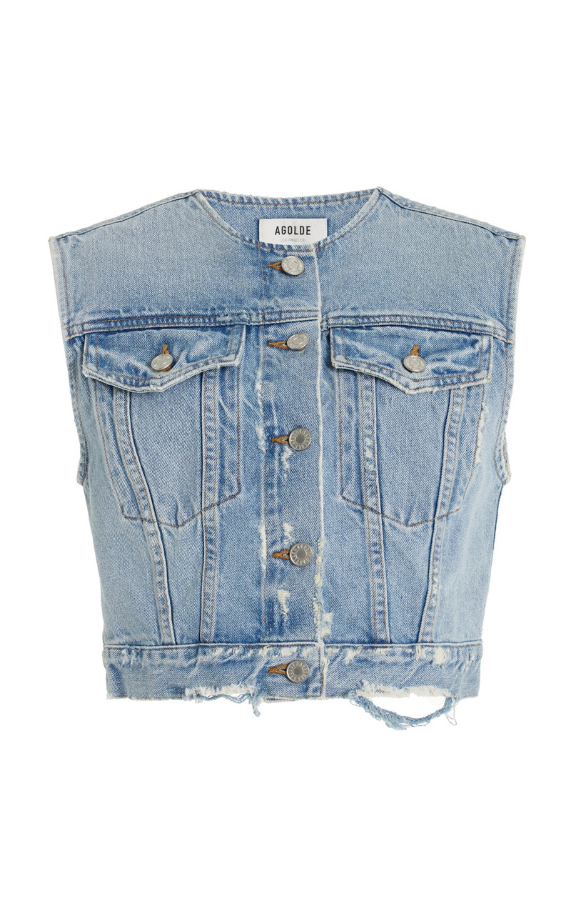 Leo Cropped Denim Vest light wash 1
