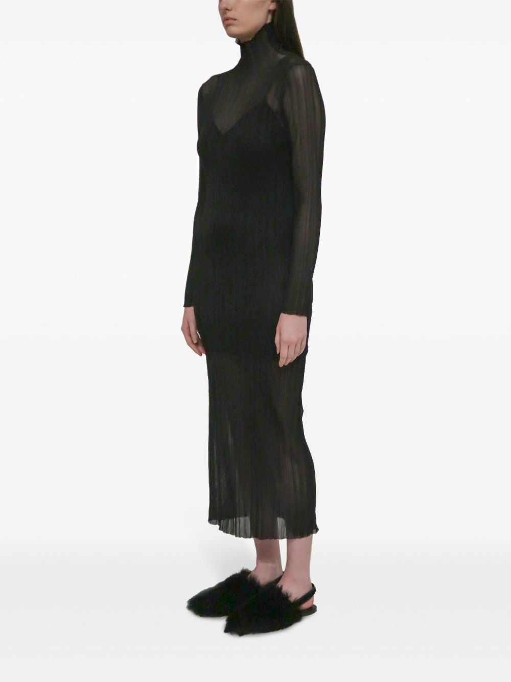 sheer plissé dress - 3