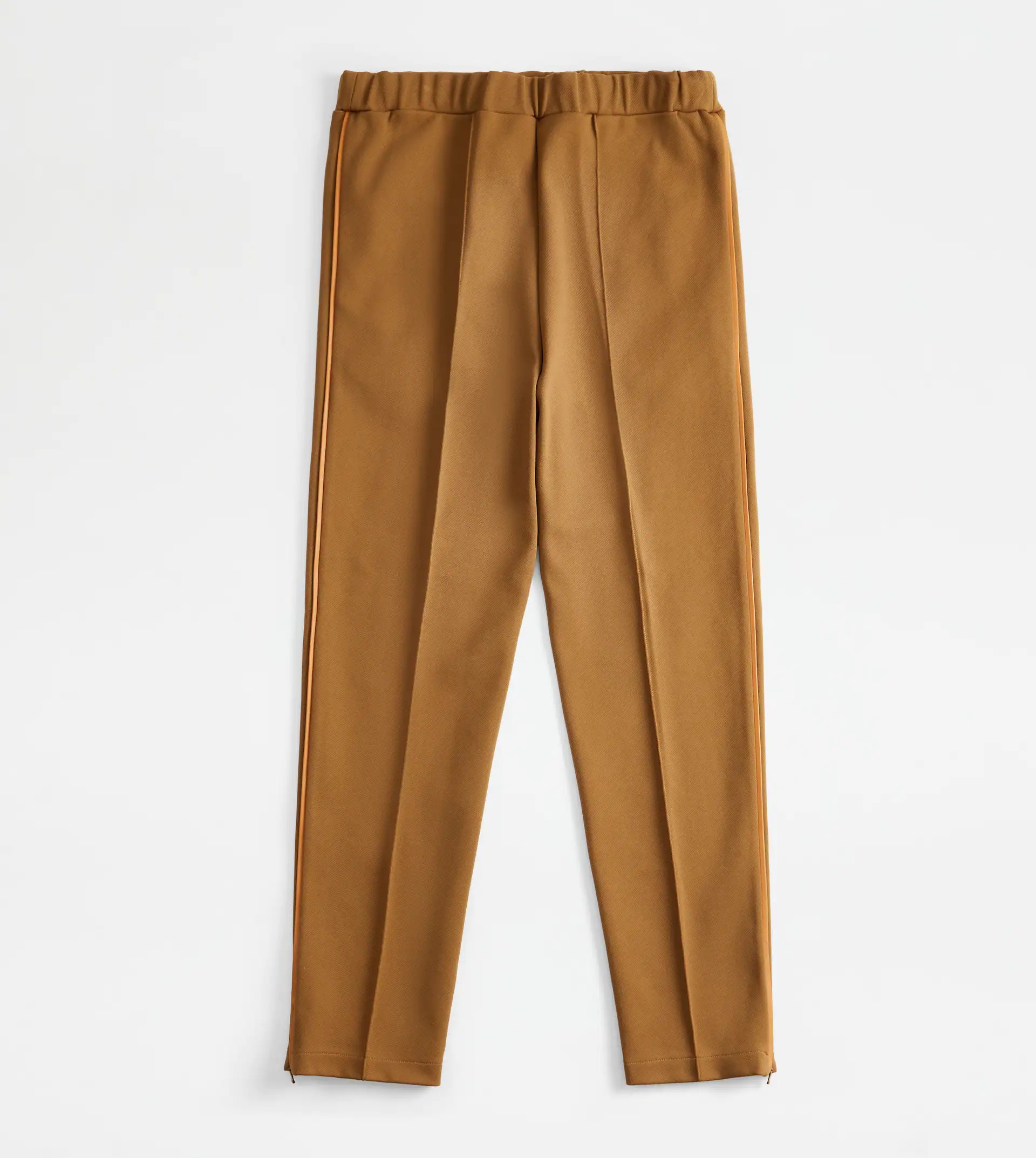 TROUSERS WITH LEATHER PIPING - BROWN - 1