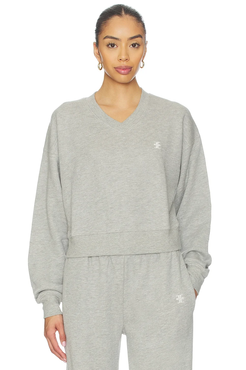 Cropped V-neck Sweatshirt - 1