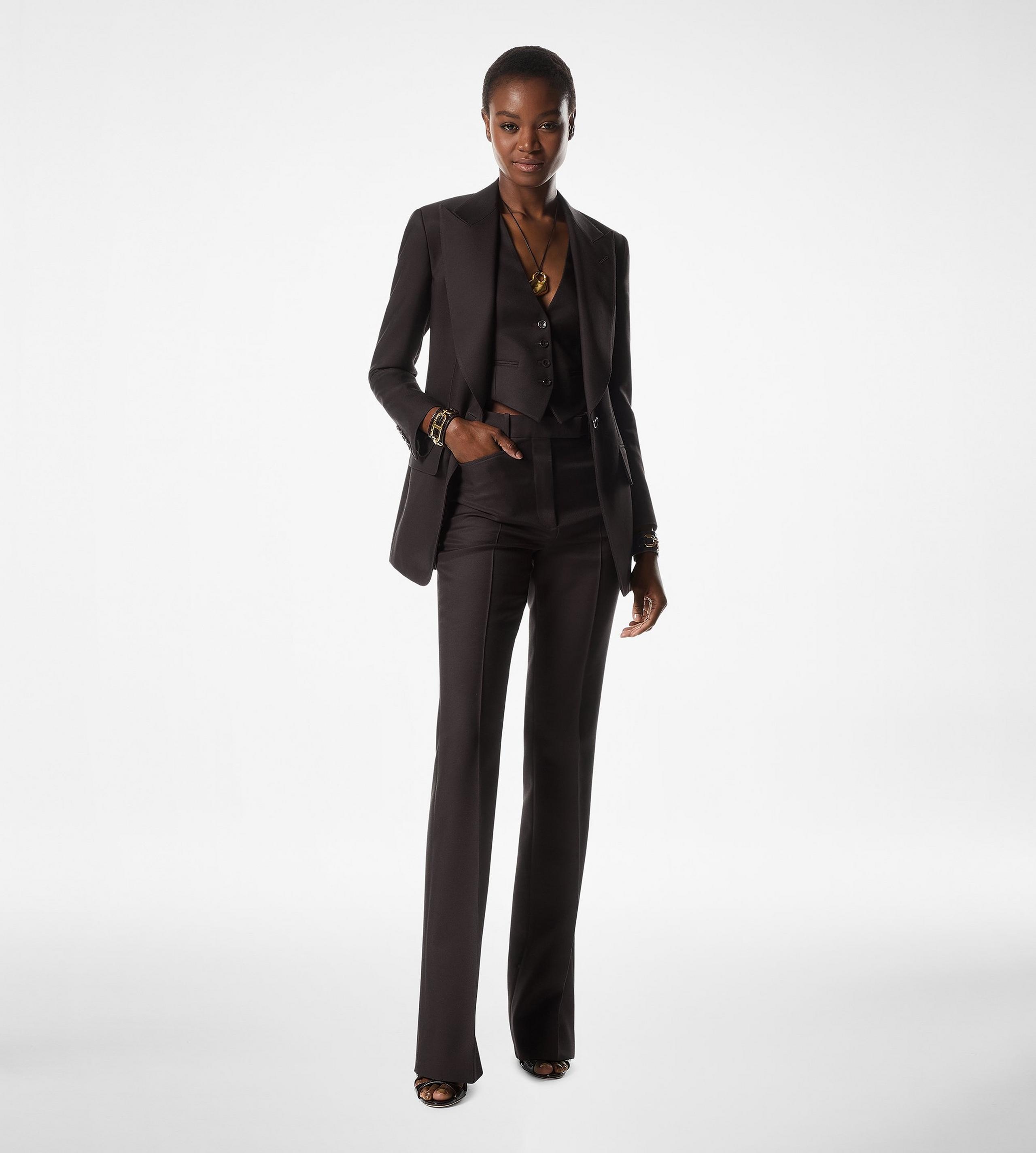 TOM FORD WOOL SILK TWILL TAILORED WIDE LEG PANTS | REVERSIBLE