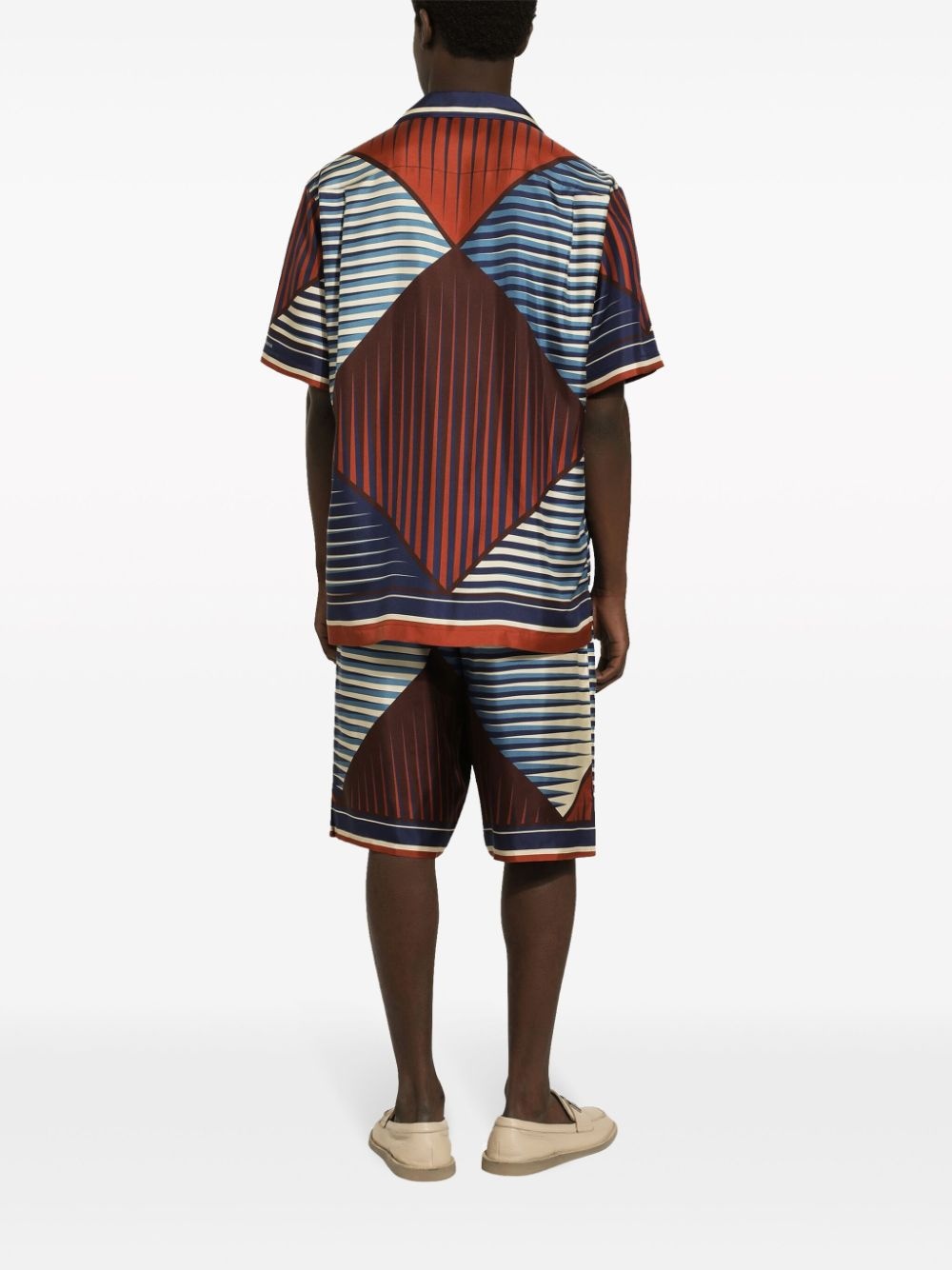 geometric-print silk shorts - 4