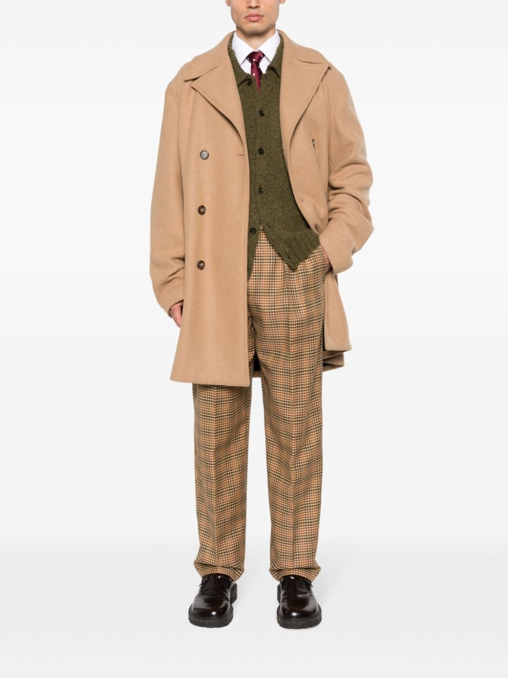 checkered pleated tailored trousers - 2