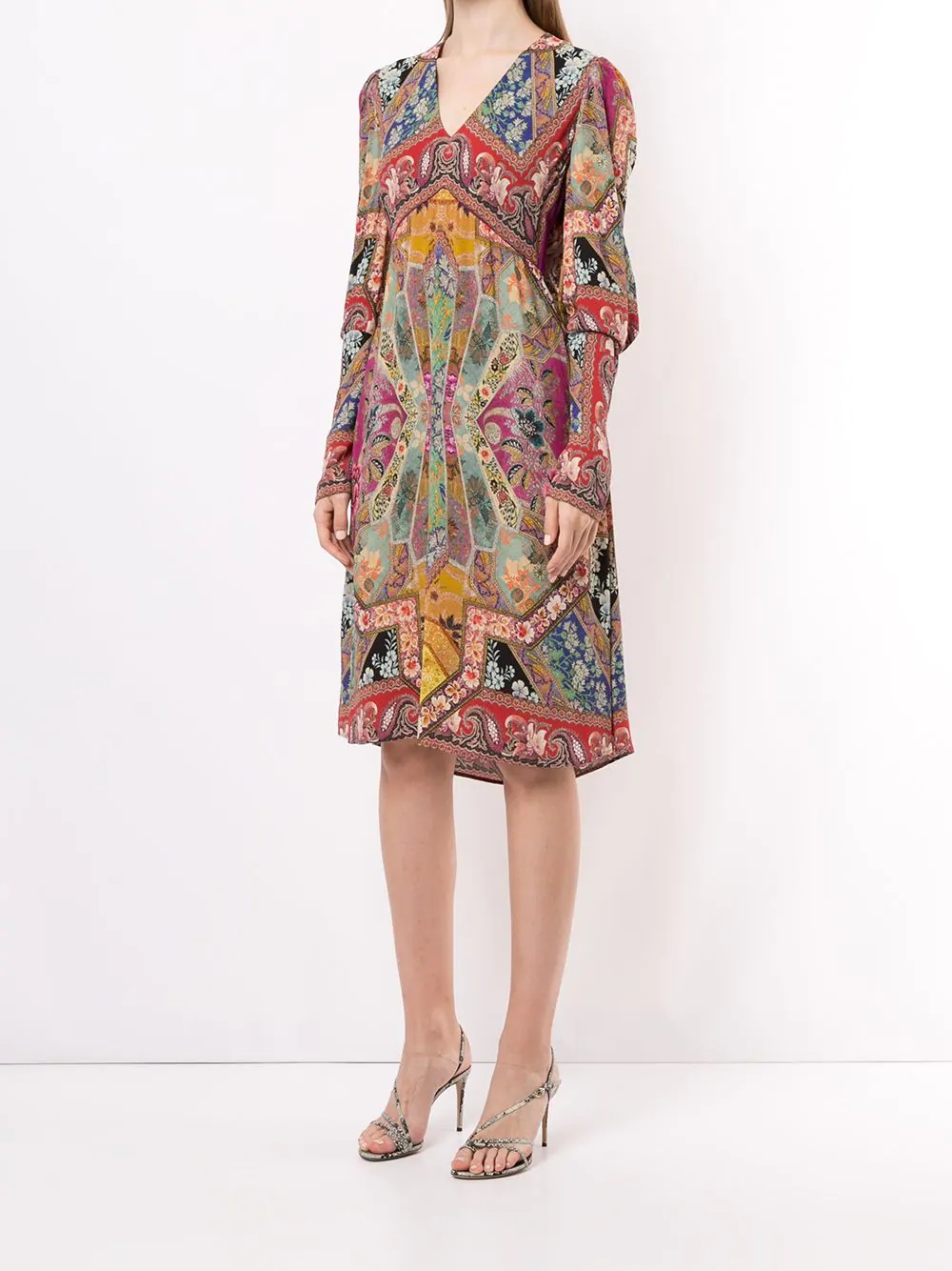 patchwork-print midi dress - 3