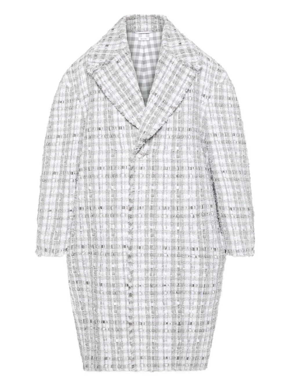 gingham-check tweed coat - 1