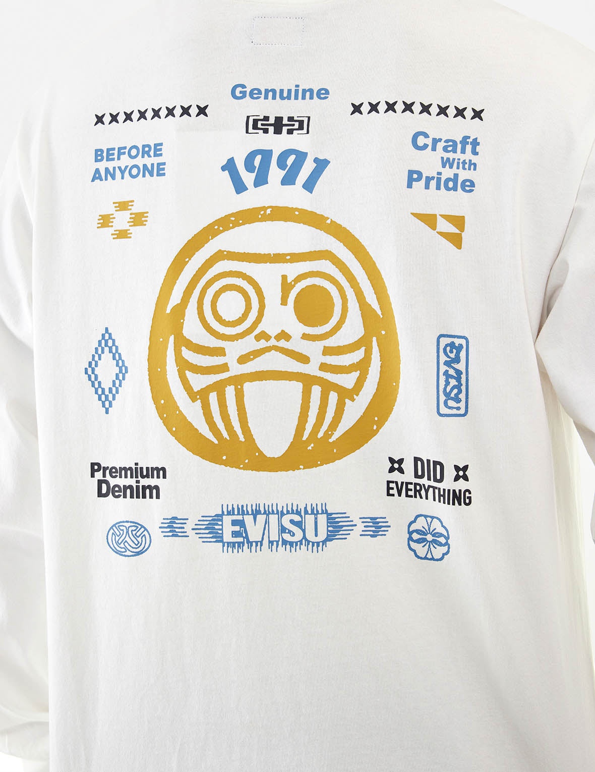 Daruma and Logo Print Fashion Fit Long-Sleeve T-Shirt - 9