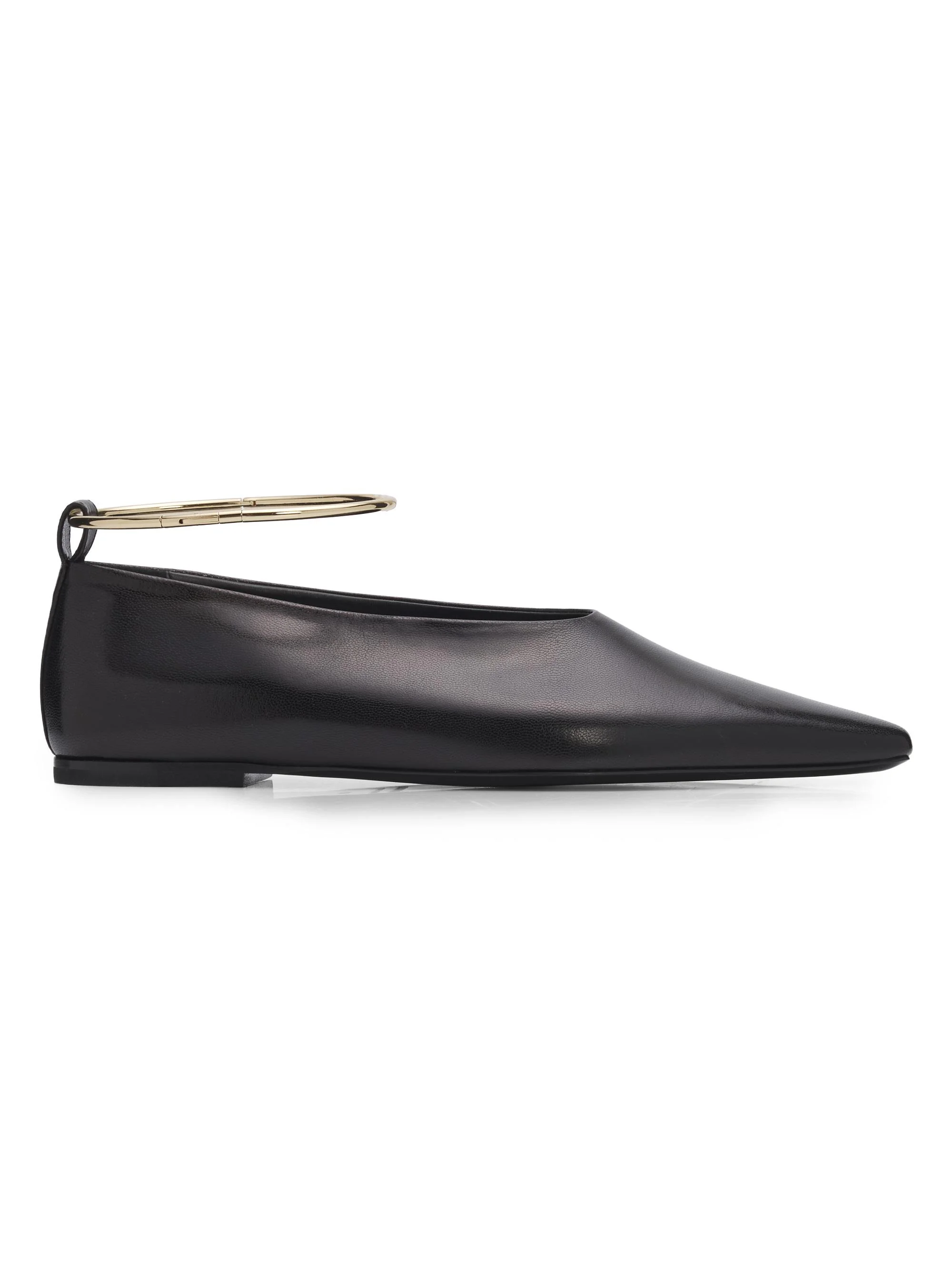 Women's Ring Leather Ballerina Flats - Black - 1