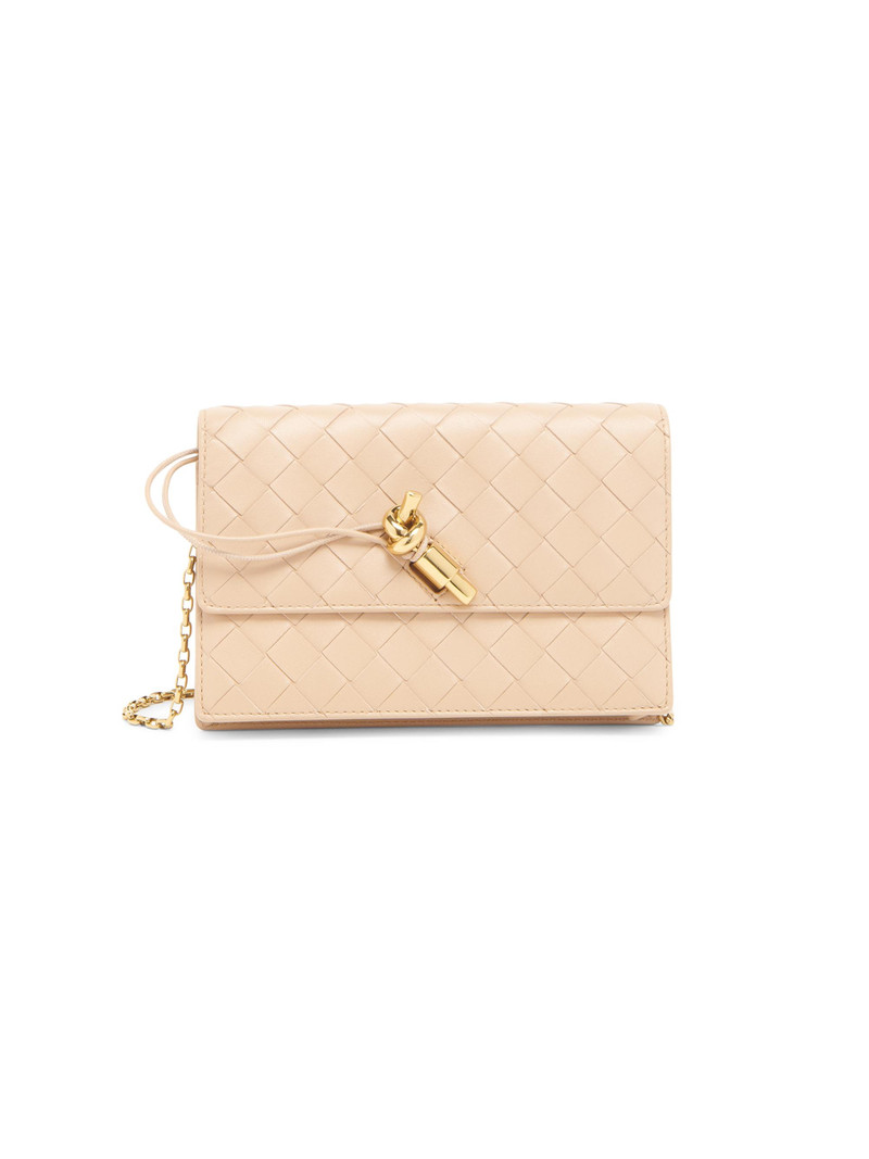 Women's Andiamo Intrecciato Leather Chain Pouch - Shore Muse Brass 1