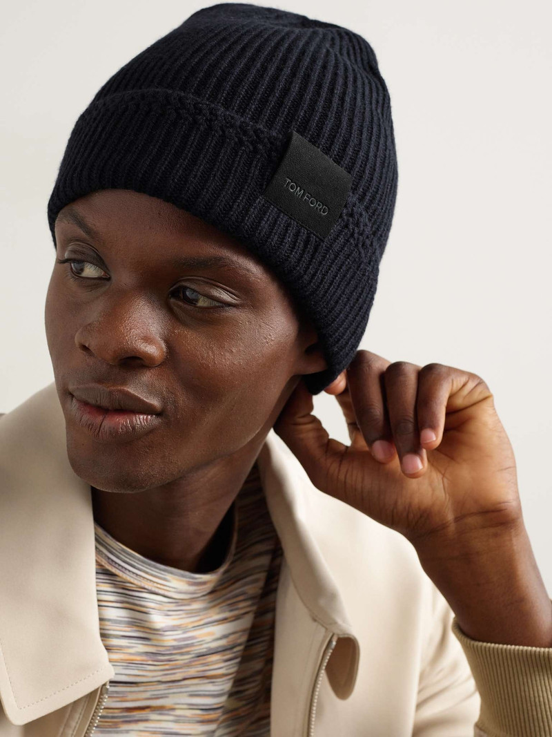 TOM FORD Logo-Appliquéd Ribbed Cashmere Beanie outlook
