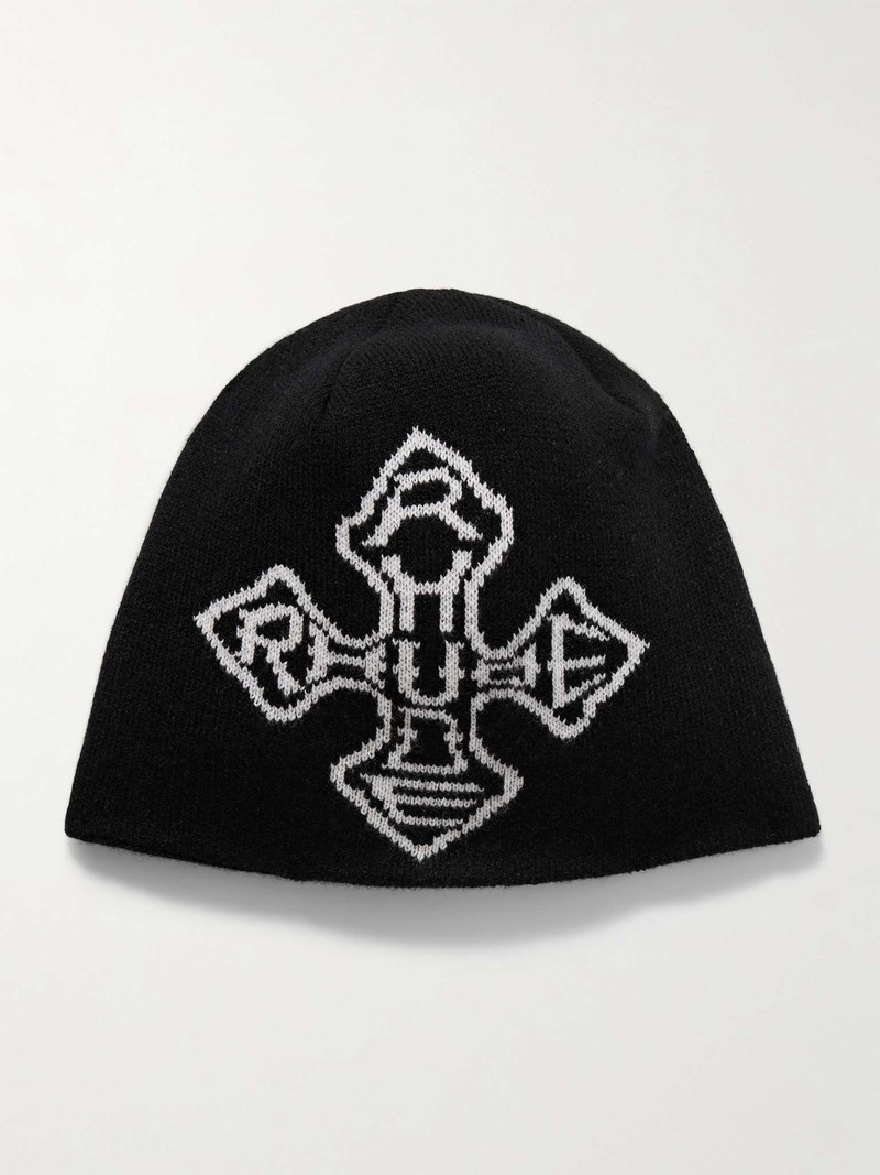 Logo-Jacquard Cotton and Cashmere-Blend Beanie 1