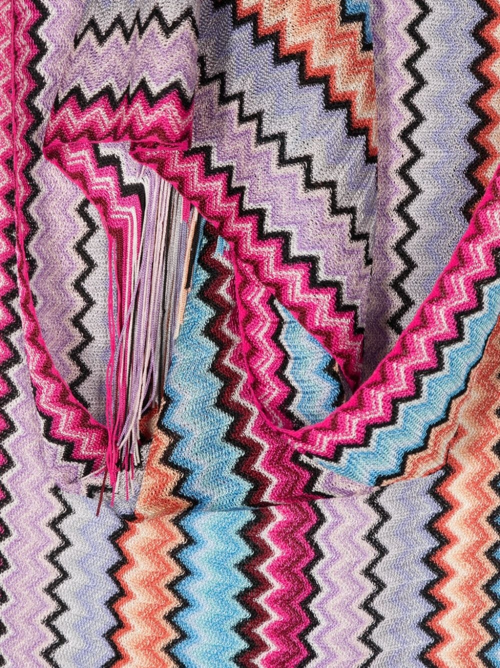 zigzag-knit fringed scarf - 2