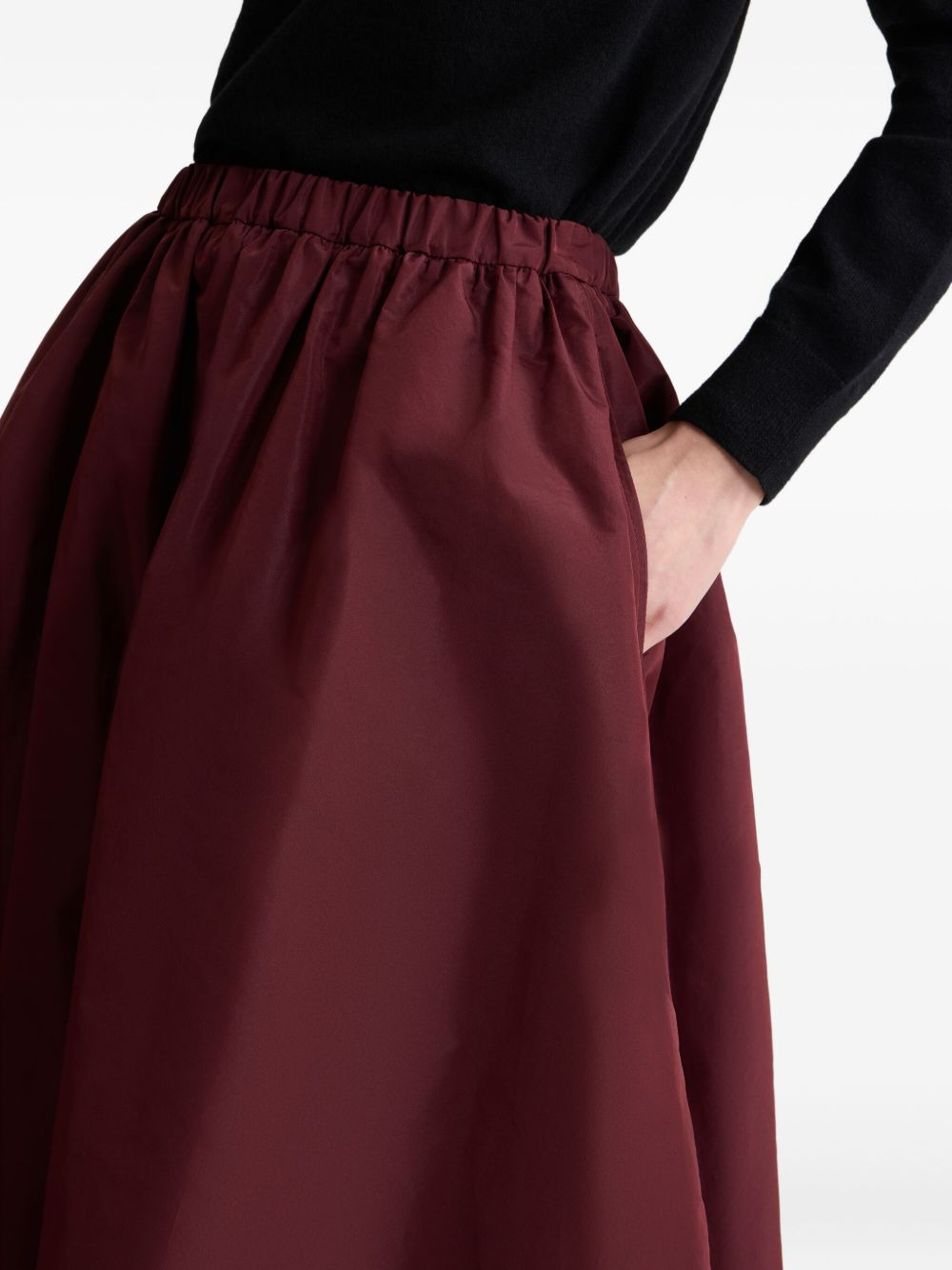 asymmetric faille midi skirt - 4