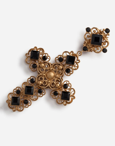 Dolce & Gabbana Clip-on drop earrings with crosses outlook