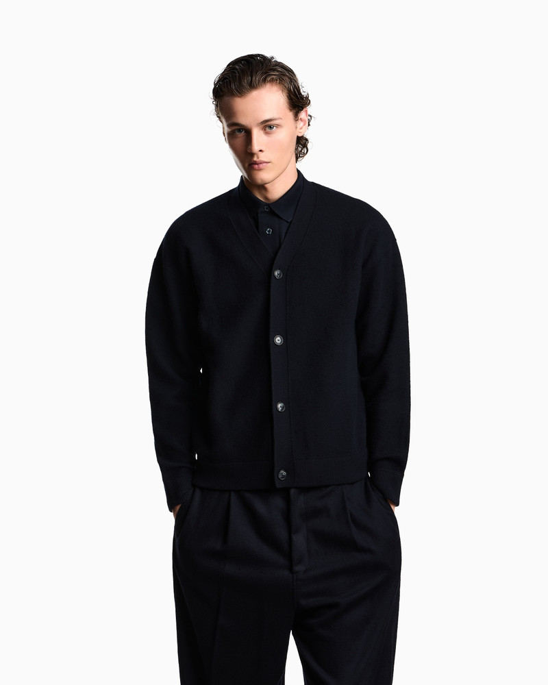 EMPORIO ARMANI V-NECK CARDIGAN MADE OF PLUSH-KNIT VIRGIN WOOL outlook