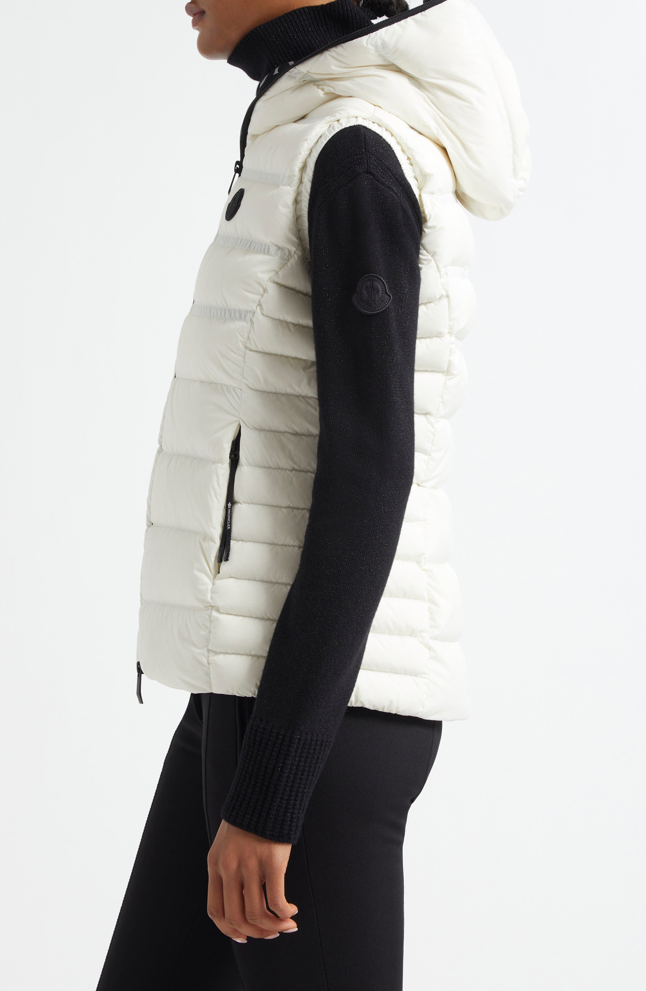 Moncler Aliterse Down Hooded Vest in Silk White at Nordstrom - 3
