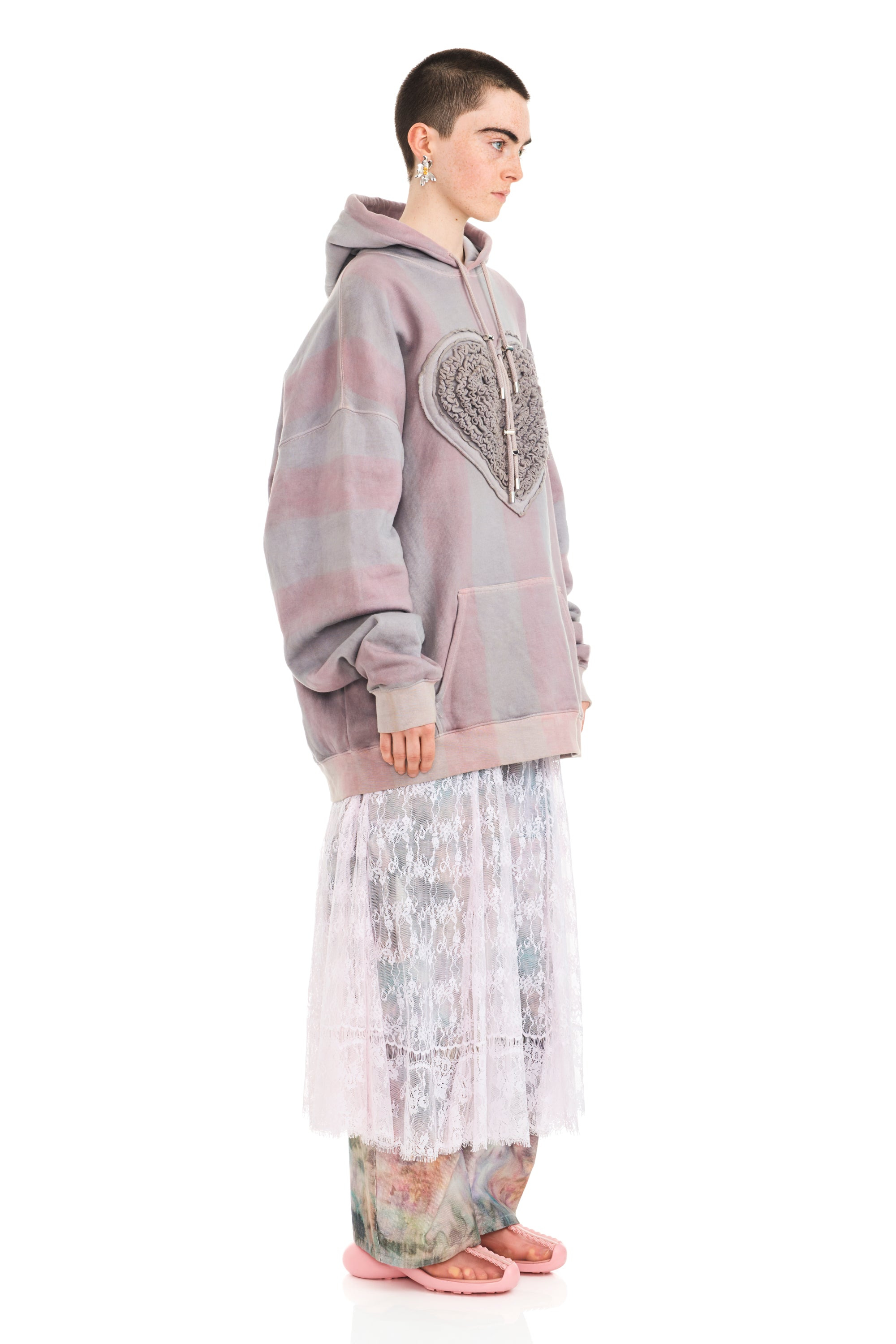 FOG STRIPE SOFT HEART HOODIE - 7