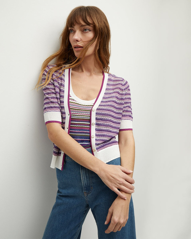 VERONICA BEARD VARIA STRIPED KNIT CARDIGAN outlook