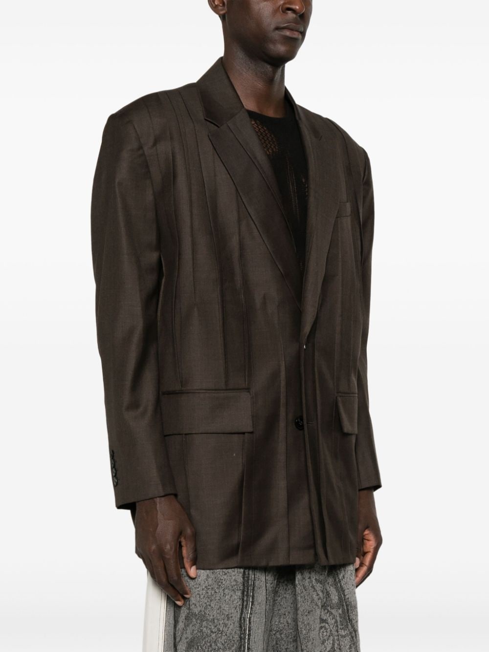 pintuck-detail blazer - 3