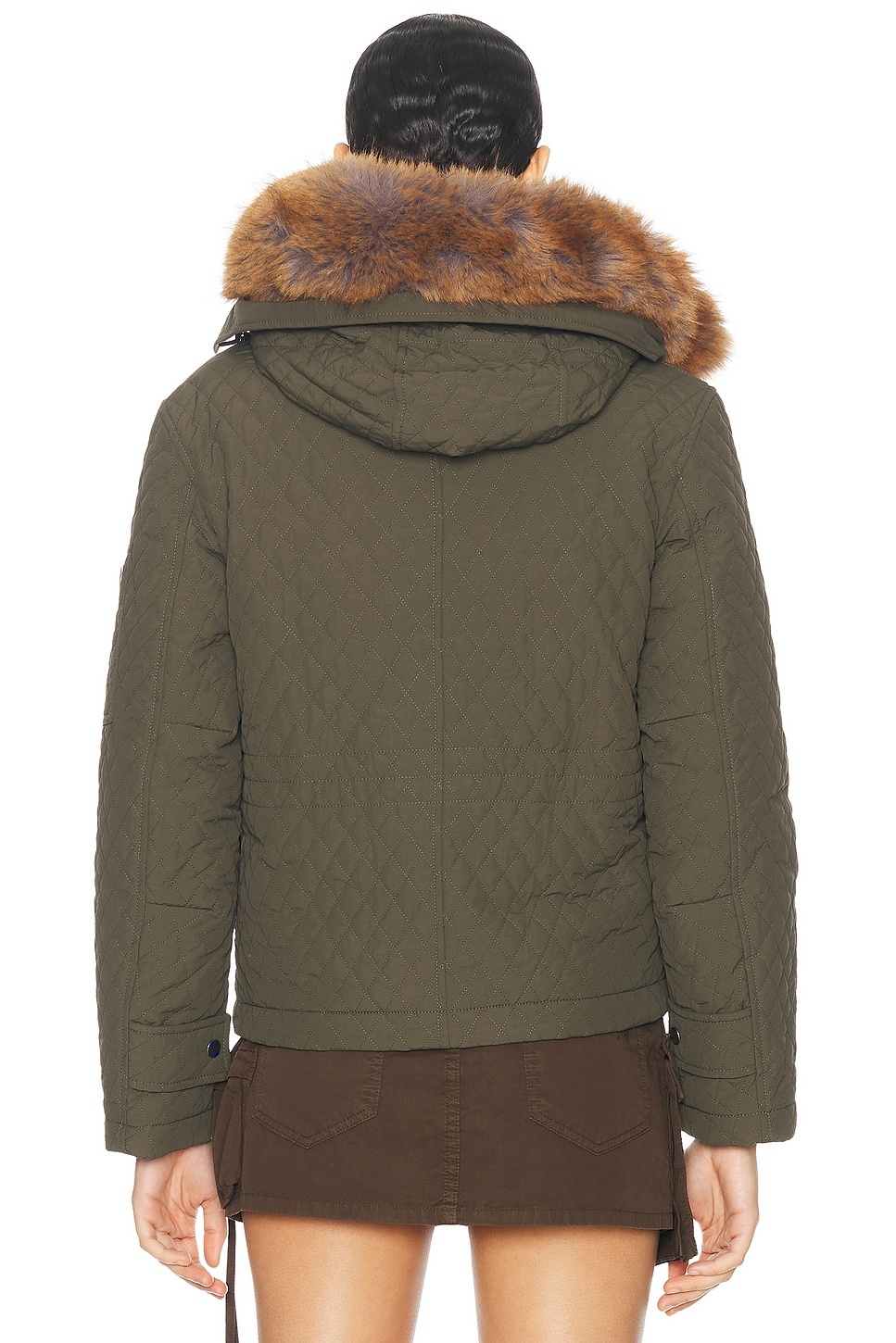 Quilted Jacket With Fur Hood - 5