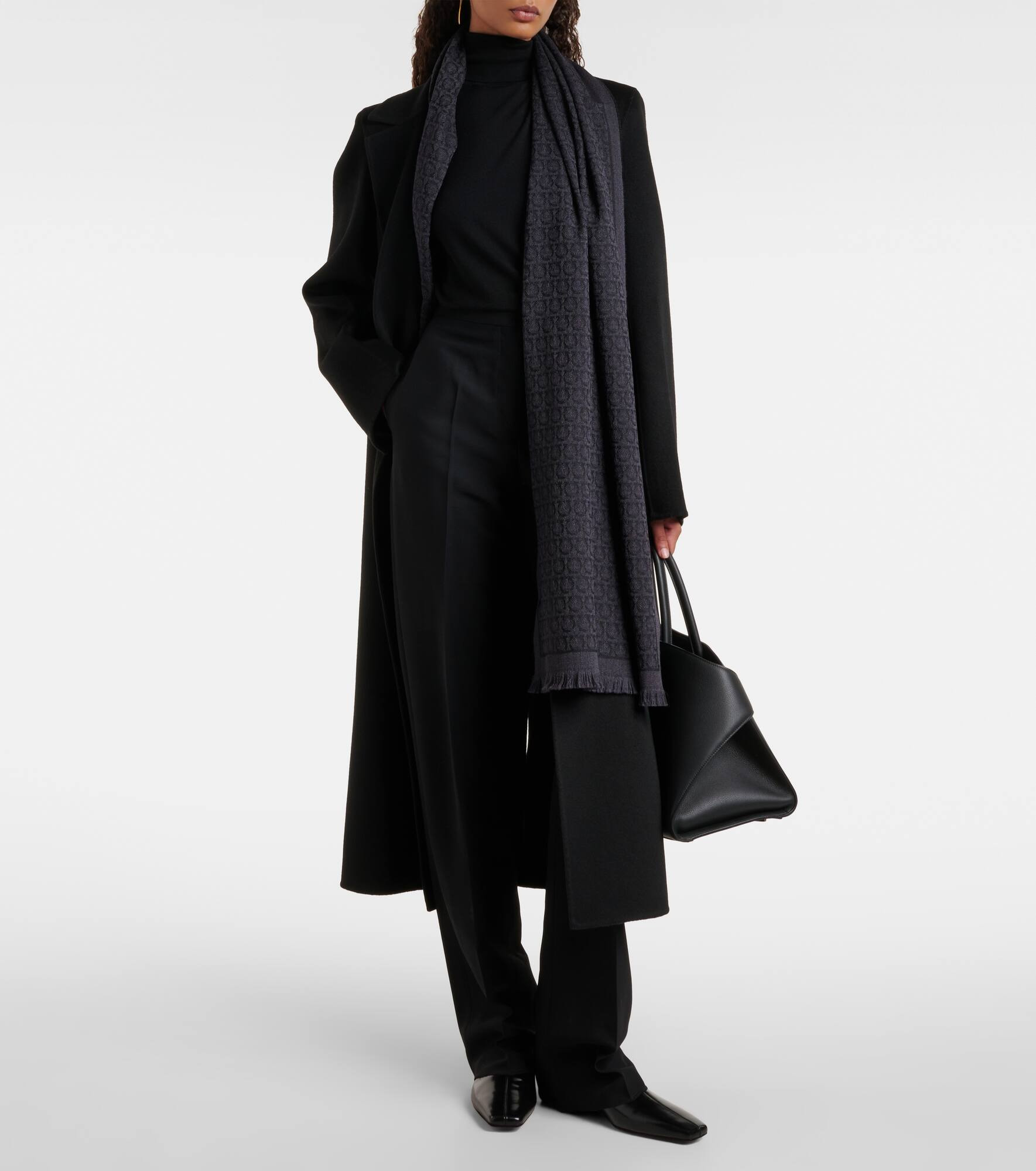 Gancini jacquard wool scarf - 2