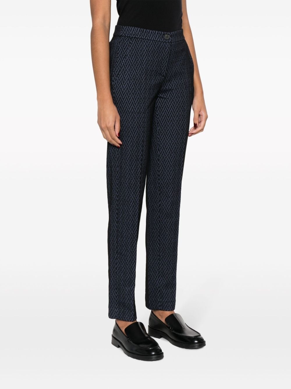 chevron-jacquard cropped trousers - 3