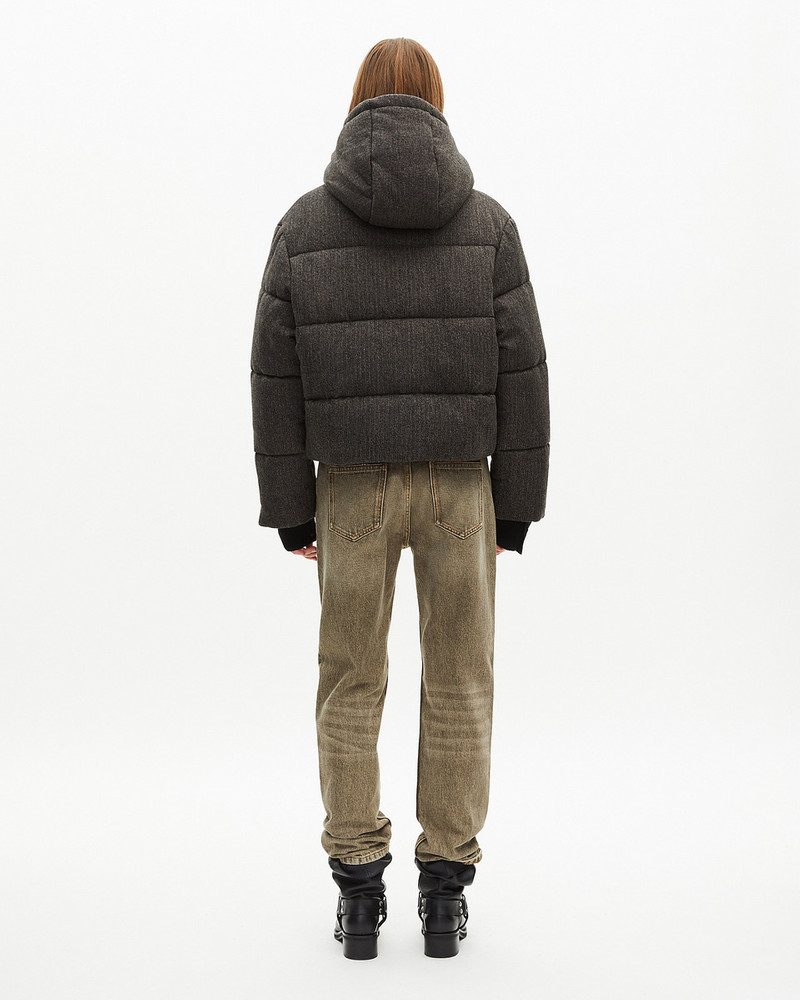 SHORT DARK GRAY WOOL DOWN JACKET 4