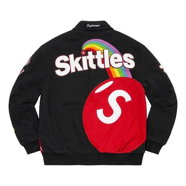 Supreme x Skittles x Mitchell & Ness Varsity Jacket 'Black Multi-Color' SUP-FW21-328 - 2